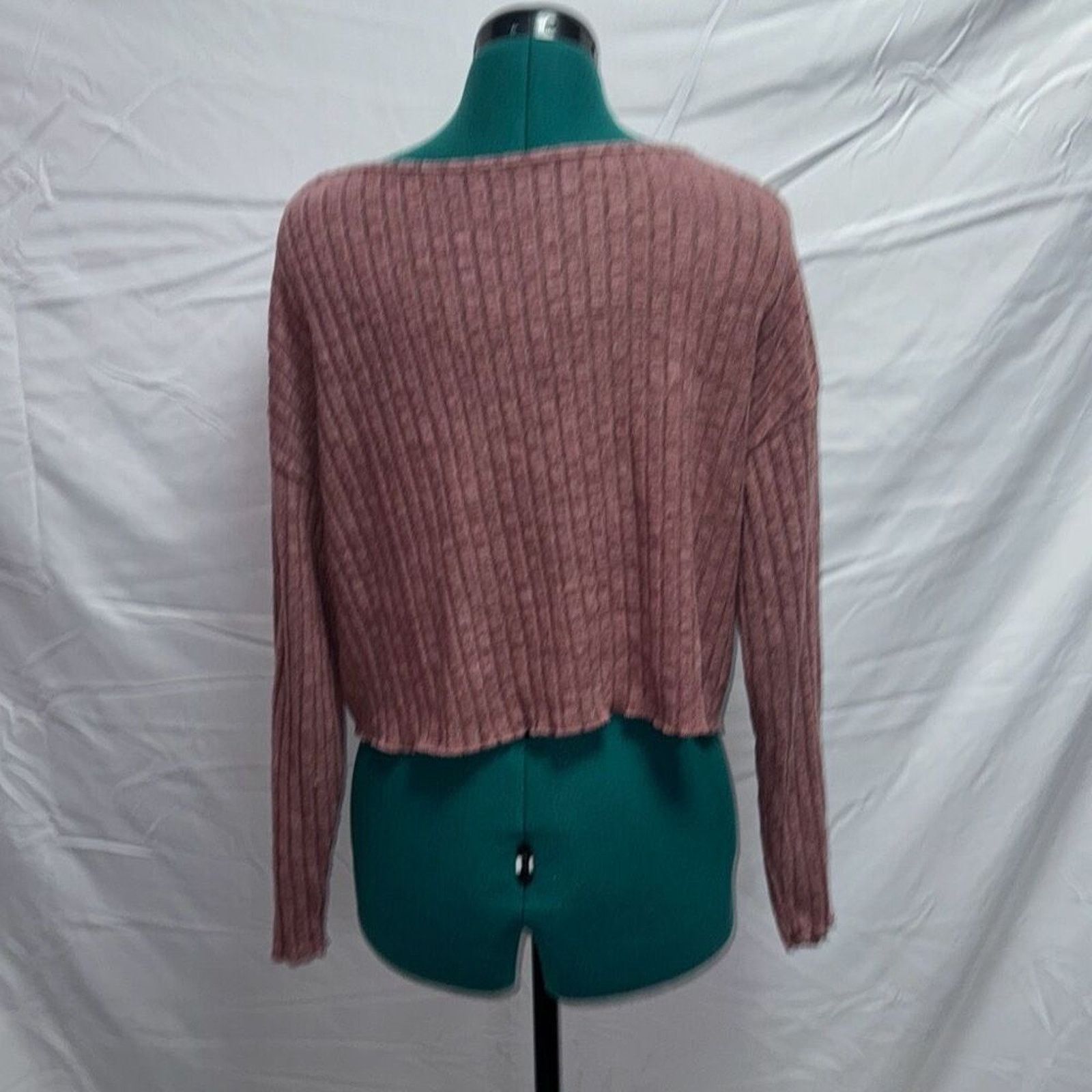 Shein SHEIN Pink Ribbed Long-Sleeve Shirt | Sz XS Size XS / US 0-2 / IT 36-38 - 6 Thumbnail