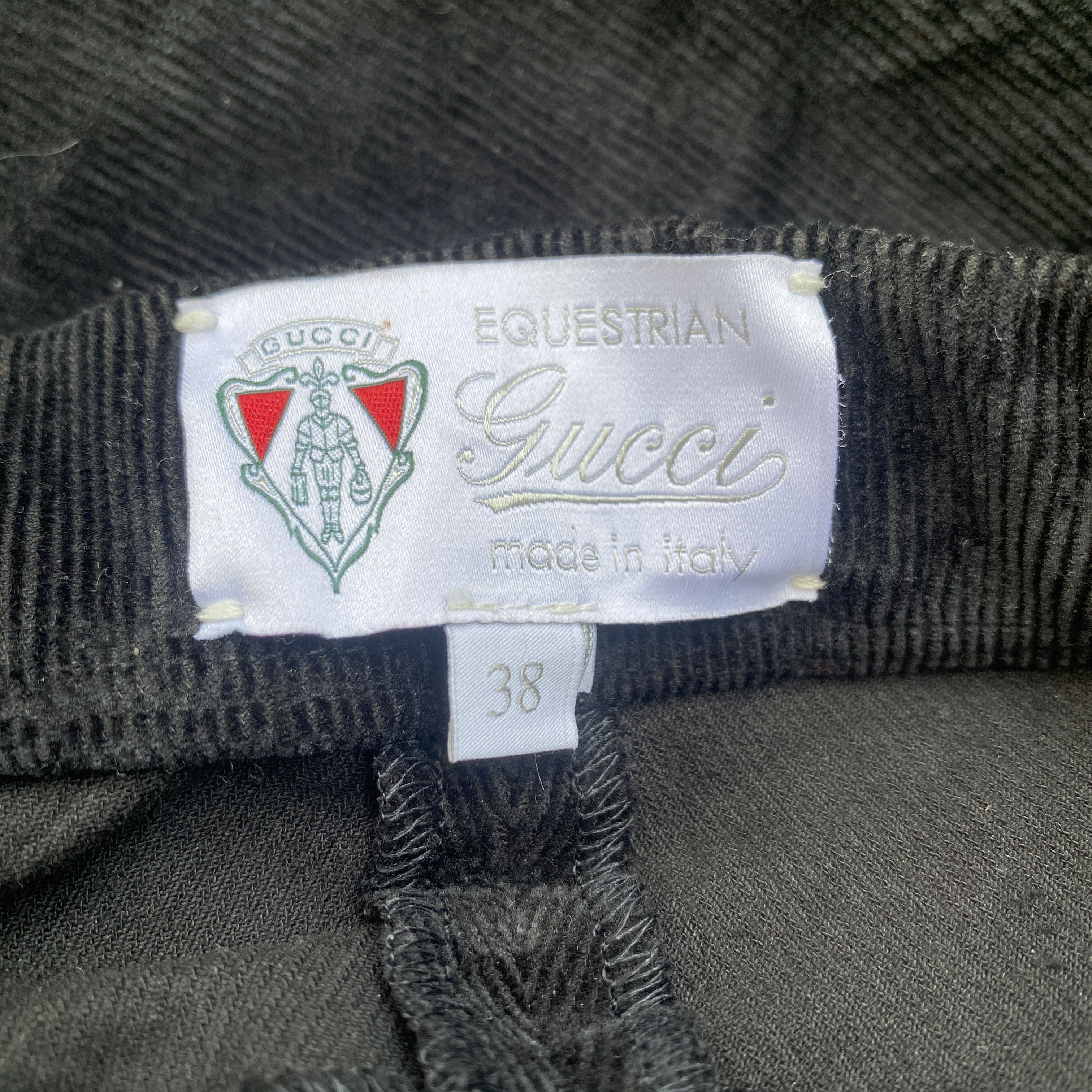 Gucci Gucci Corduroy Slim Tapered Leather Knee Pads Pants in black Size 26" / US 2 / IT 38 - 6 Thumbnail