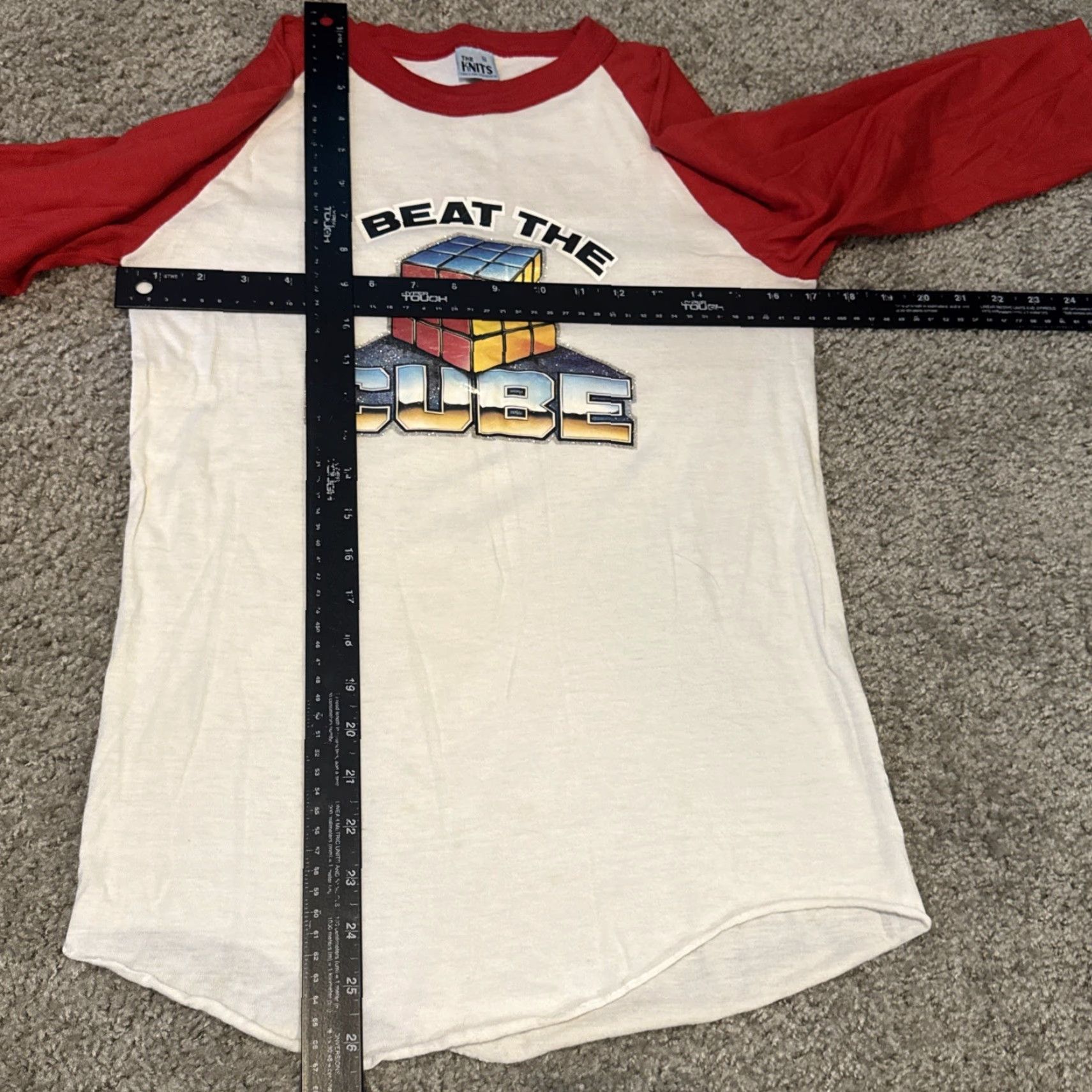 Vintage VINTAGE 80s I Beat The Rubix Cube Greg Raglan 3/4 Sleeve Baseball T-Shirt The Knits S White Mens Size US S / EU 44-46 / 1 - 6 Thumbnail