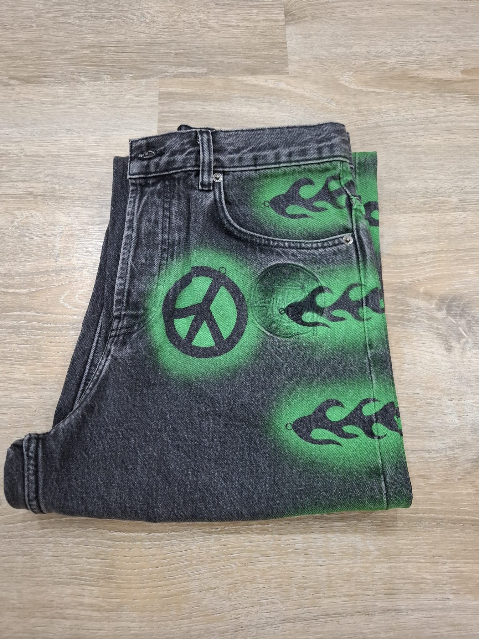 Dries Van Noten × Stussy Hand-Stencilled Denim Jeans Size US 30 / EU 46 - 16 Thumbnail