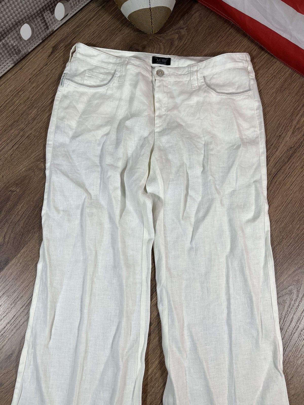 Armani Armani Flared Linen Vintage Pants Very Rare Size 30" / US 8 / IT 44 - 3 Thumbnail