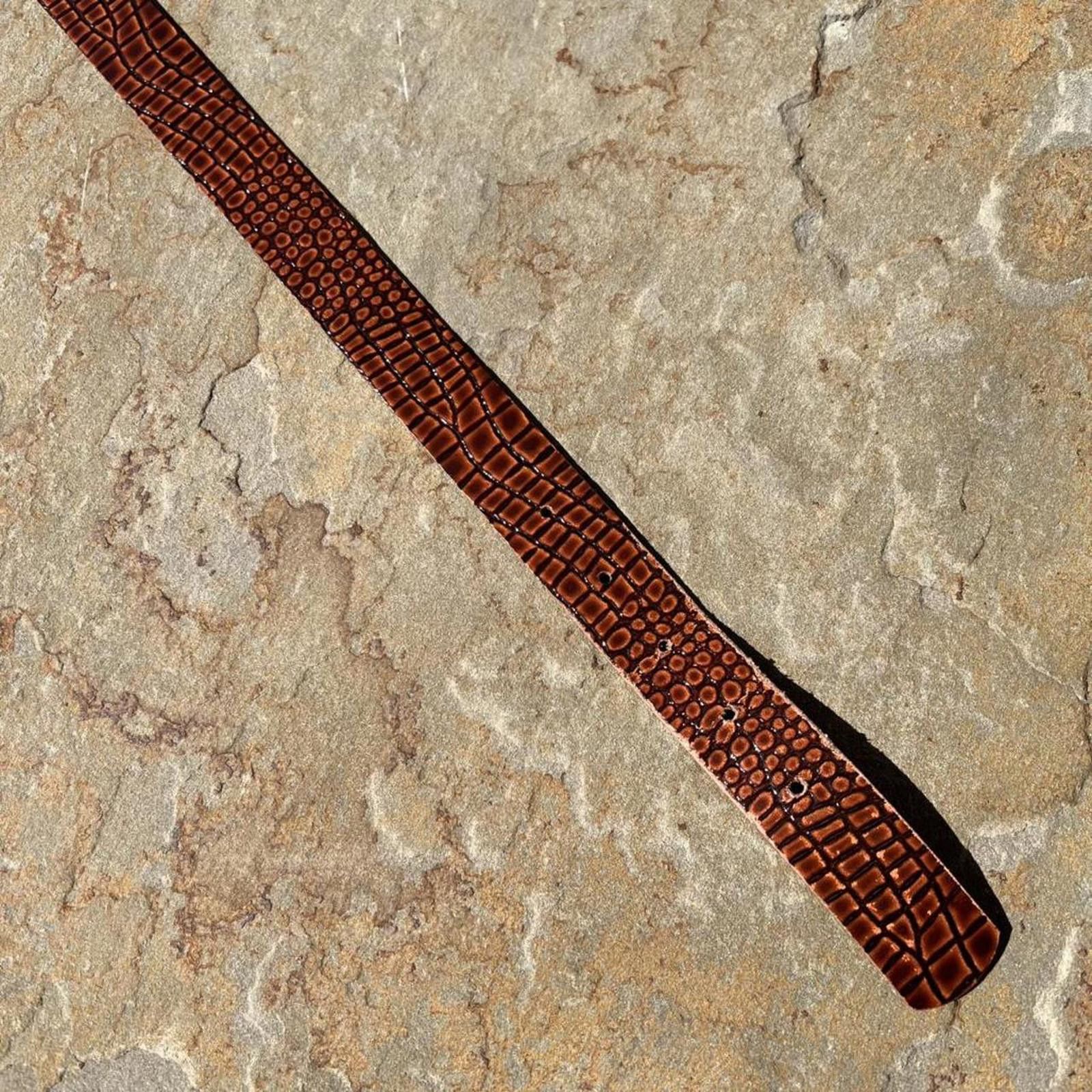 Vintage Y2K Brown Crocodile Embossed Faux Leather Belt Size ONE SIZE - 4 Thumbnail