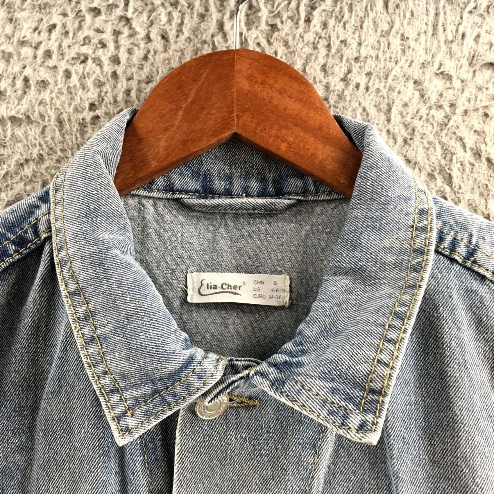 Denime Elia Cher Jacket Womens Small Blue Western Fringe Button Up Denim Jean Coat Shirt Size 28" / US 6 / IT 42 - 3 Thumbnail
