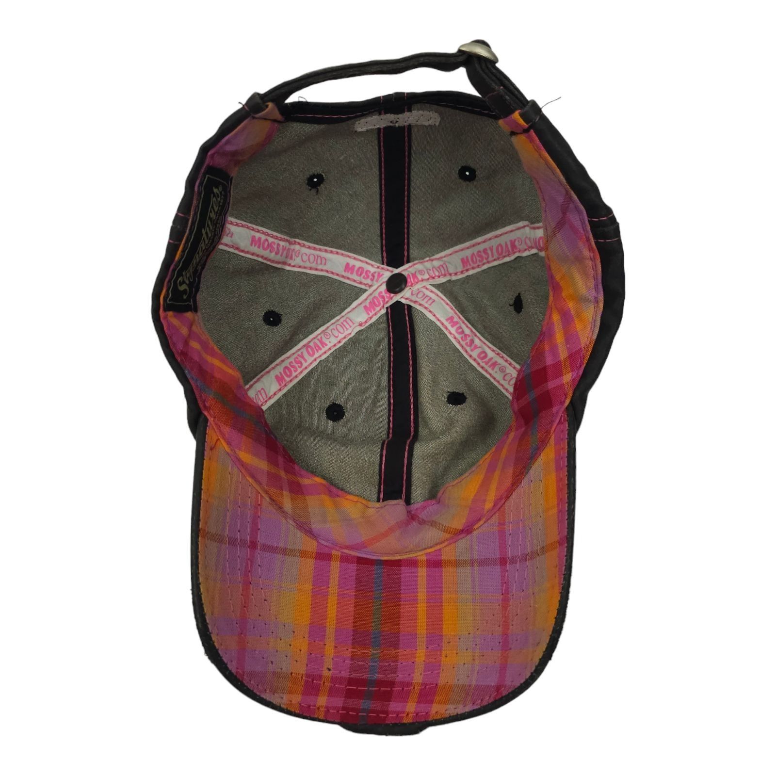 Signatures Mossy Oak Black Pink Distressed Tuck Strap Adjustable Cap Size ONE SIZE - 5 Thumbnail