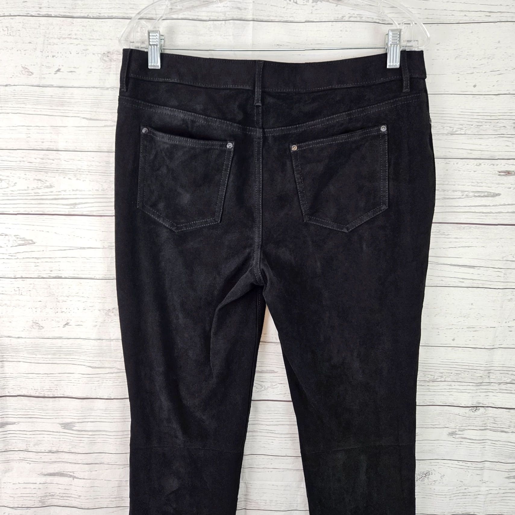 Vintage Chico's Womens Faux Suede Skinny Pants Sz 6 Black Mid Rise Pants Womens 6 Black Skinny Chicos's Size 28" / US 6 / IT 42 - 4 Thumbnail