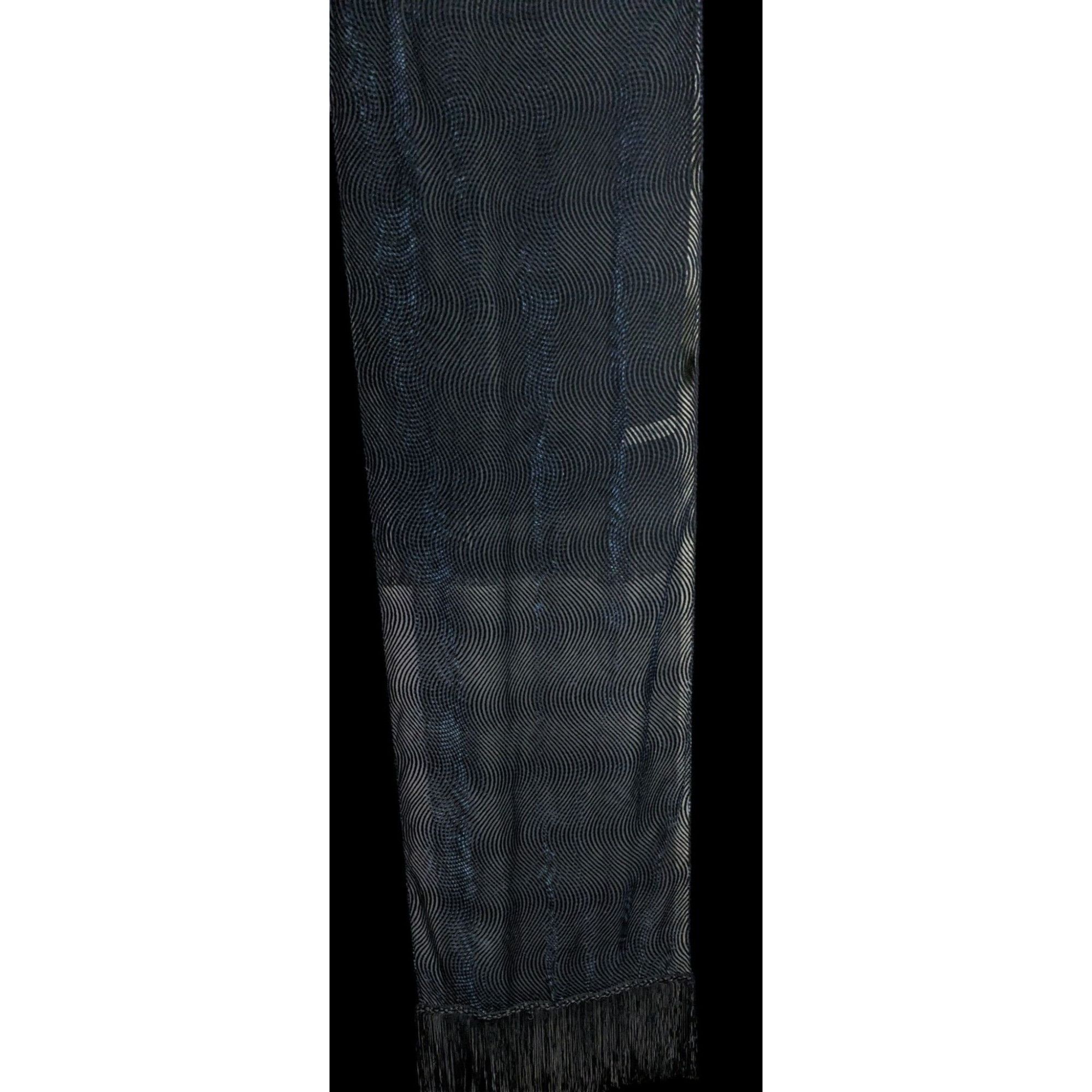 Other Joann Chaimson Blue Burnt Velvet Fringe Scarf Wrap 60x14 Inc Size ONE SIZE - 6 Thumbnail