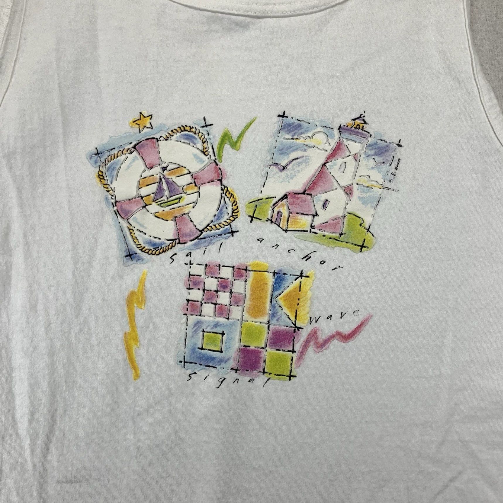 Nautica VINTAGE Tank Top Mens Large Cotton White Nautical Graphic Ship 80s 90s Beach Logo Breathable Lightweight T-Shirt Unisex Adults Size US L / EU 52-54 / 3 - 3 Thumbnail