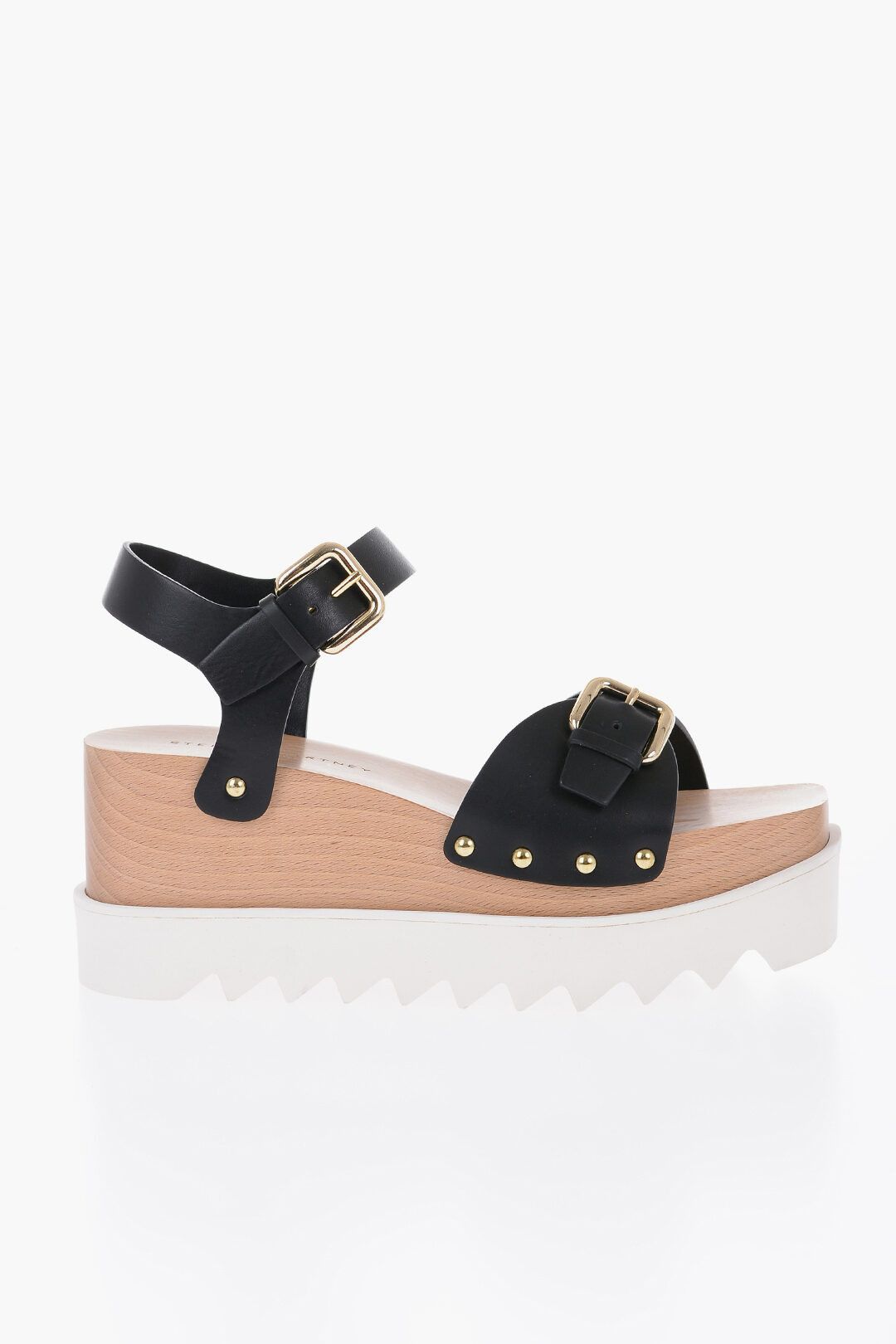 Stella McCartney og1mm0824 Leather Wedged Sandals Embellished With Studs Size US 10 / IT 40 - 1 Thumbnail