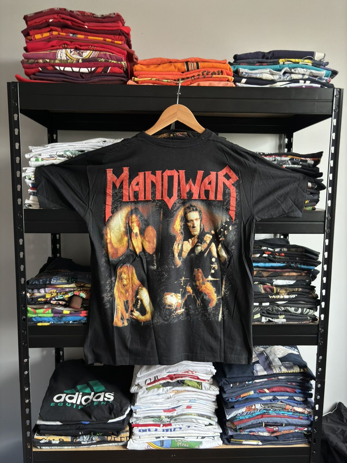 Band Tees Rare Vintage 90s Manowar All Over Print Metal Band T Shirt Size US L / EU 52-54 / 3 - 2 Thumbnail