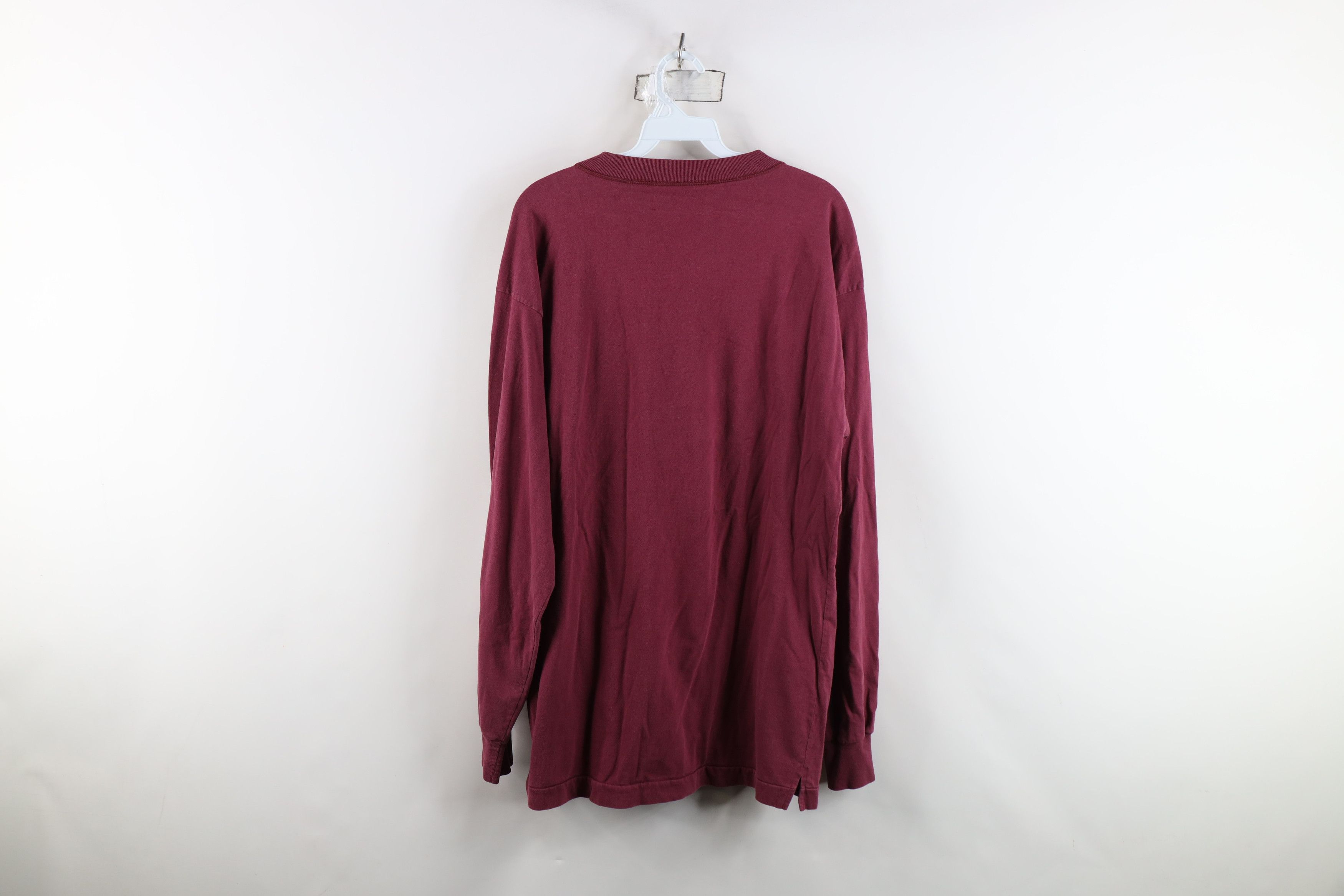 Vintage Vintage 90s Streetwear Blank Long Sleeve Henley T-Shirt Red Size US L / EU 52-54 / 3 - 13 Thumbnail