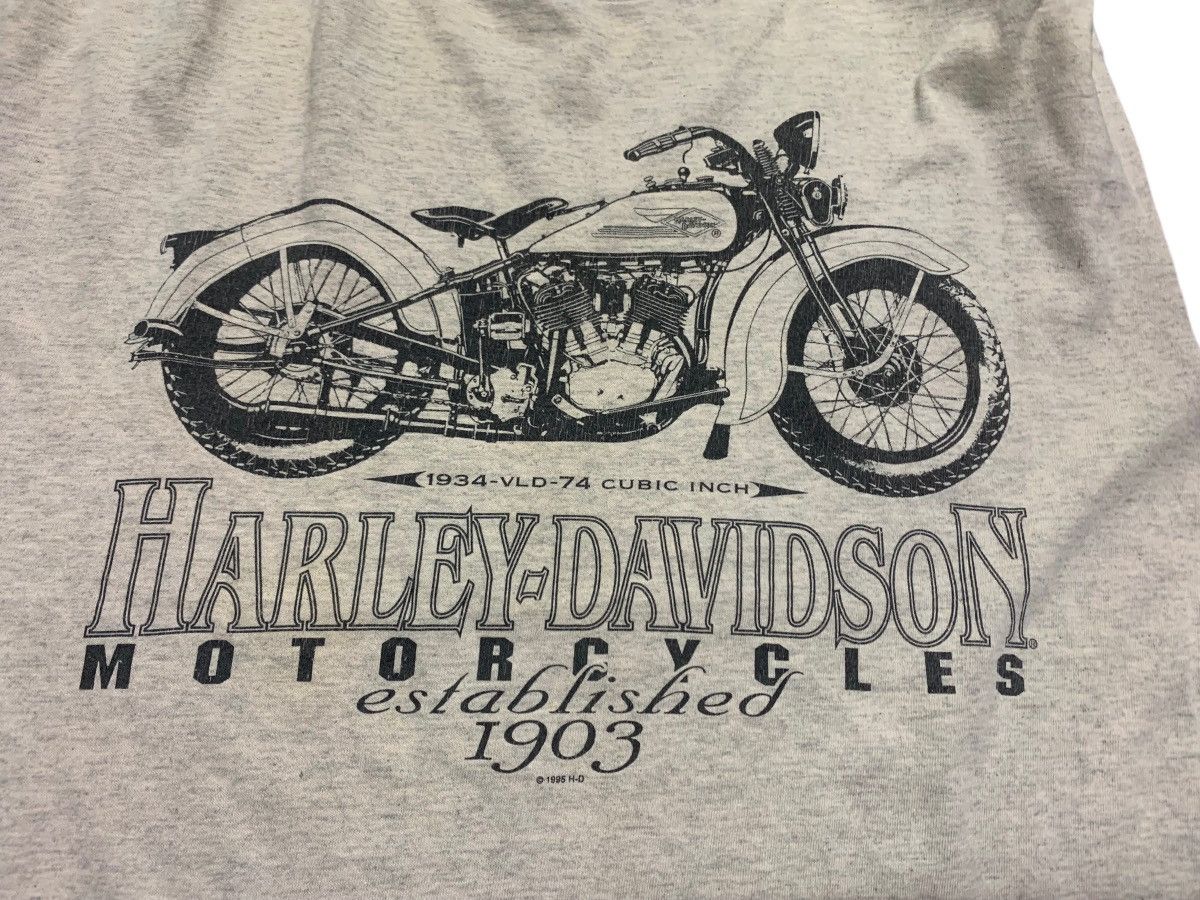 Harley Davidson × Vintage Vtg 1995 Harley Davidson T-shirt 1934 Vld Motorcycle Size US L / EU 52-54 / 3 - 6 Thumbnail