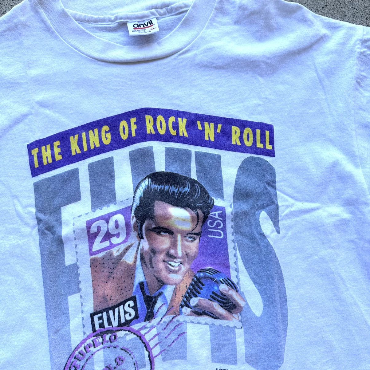 Band Tees Vintage 1992 Elvis Presley Stamp Anvil T-Shirt Size XL Size US XL / EU 56 / 4 - 2 Thumbnail