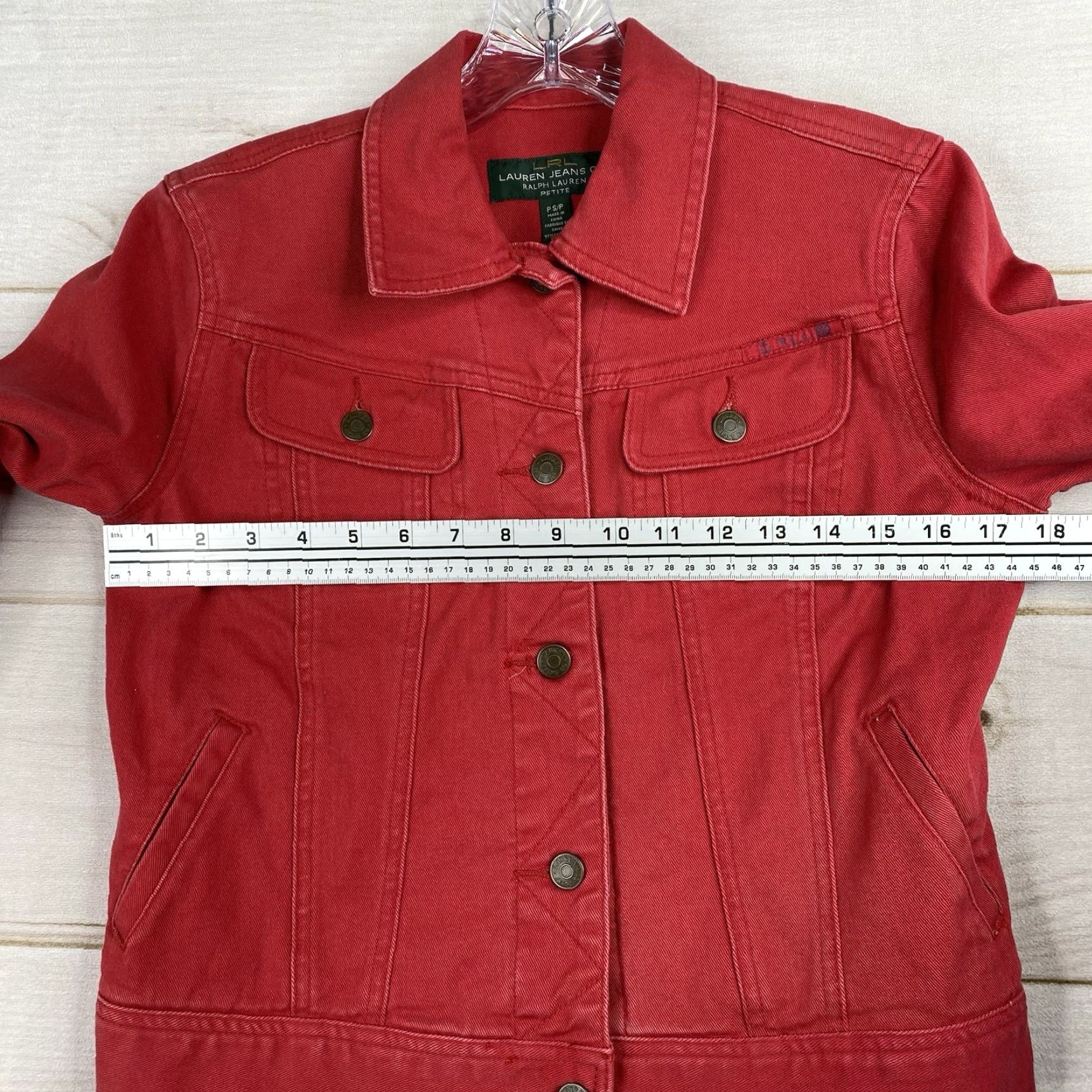 Ralph Lauren VINTAGE Ralph Lauren LRL Jean Jacket Womens Petite Small Red Button Up Pockets Denim 90s City Classic College Size 28" / US 6 / IT 42 - 7 Thumbnail