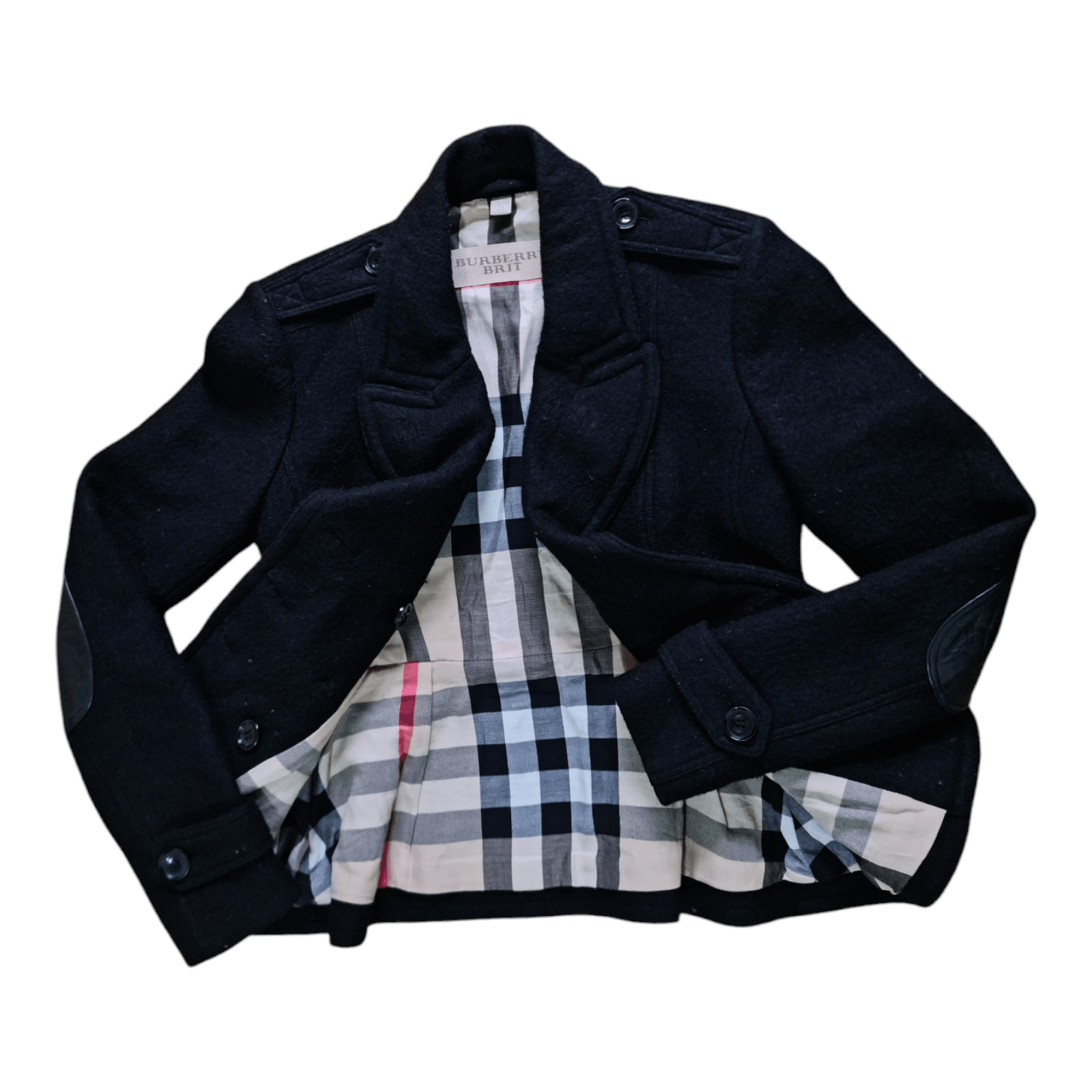 Burberry Burberry Brit Women Plaid PeaCoat nova check Blend Short Size S / US 4 / IT 40 - 2 Thumbnail