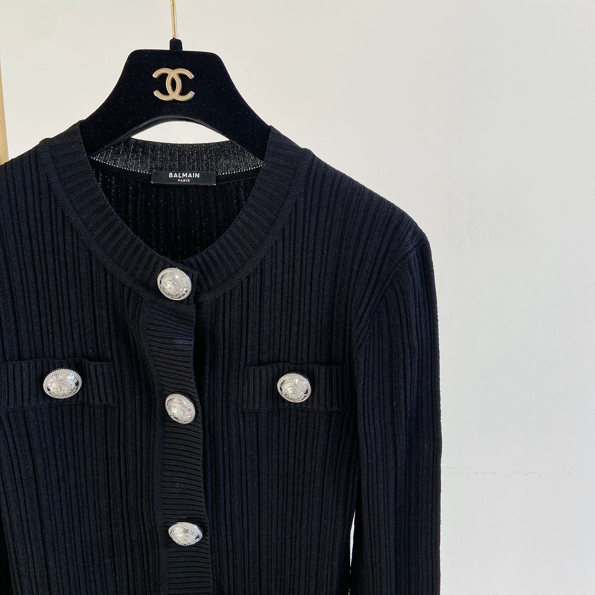 Balmain Balmain Black Silver Button Knit Sweater 36 Size XS / US 0-2 / IT 36-38 - 3 Thumbnail