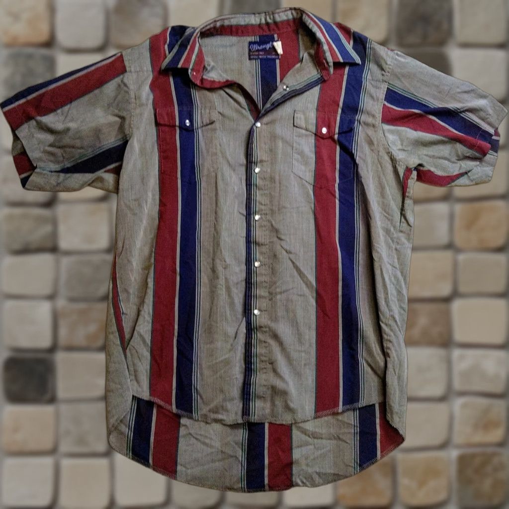 Wrangler VINTAGE Wrangler Shirt Men L Gray Striped Button-Up 90s Western Casual Workwear Size US L / EU 52-54 / 3 - 1 Thumbnail