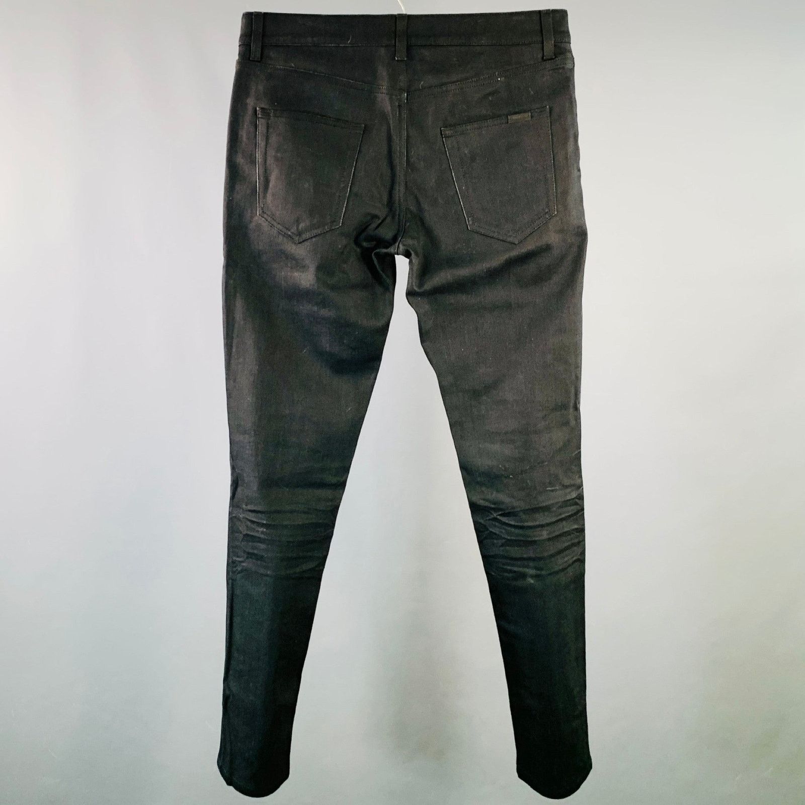 Saint Laurent Paris SAINT LAURENT Size 31 Black Denim Tapered Five Pockets Jeans Size US 31 - 2 Thumbnail