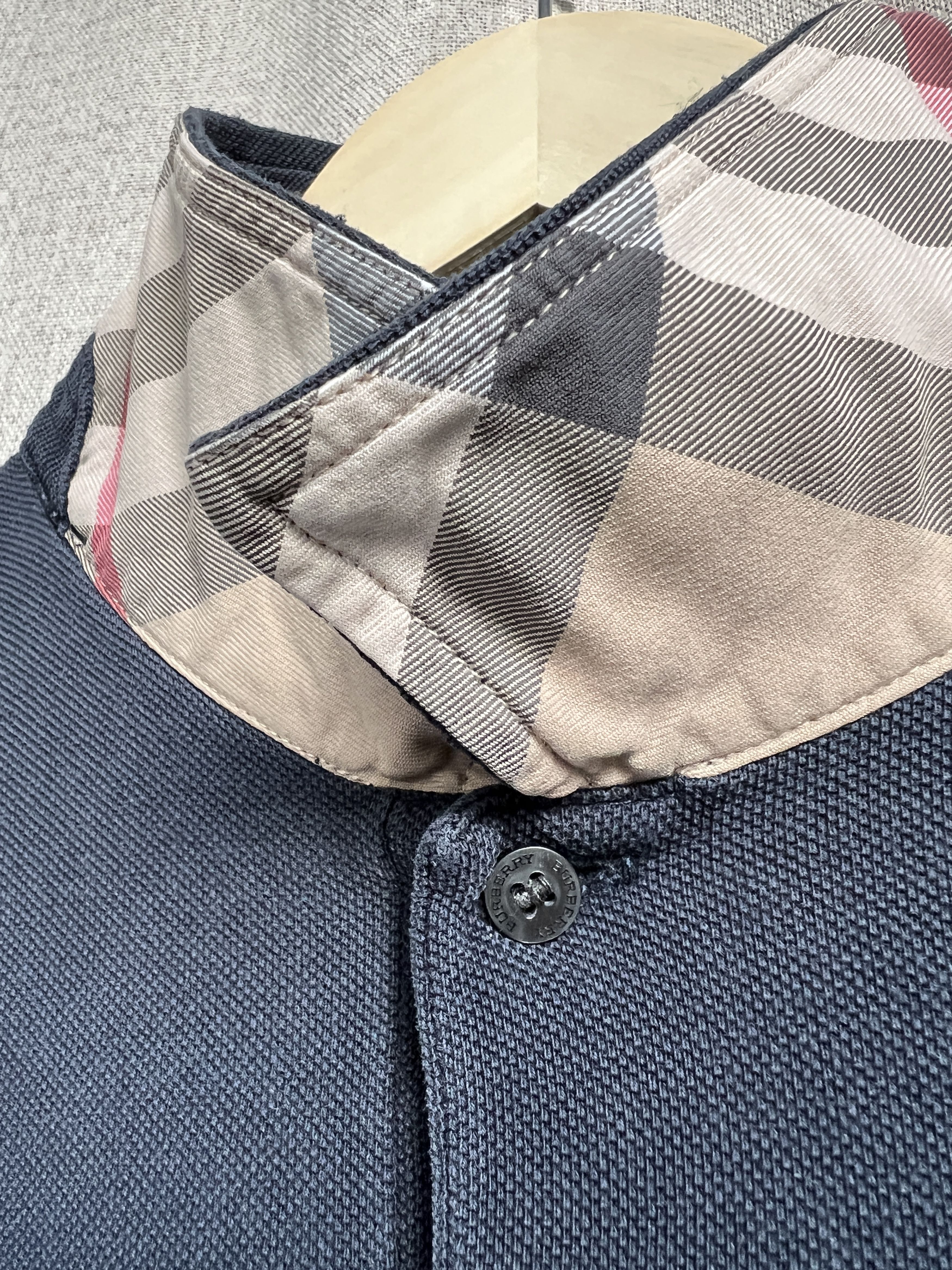 Burberry Burberry Brit Nova Check Navy Polo Shirt Size US XL / EU 56 / 4 - 10 Thumbnail