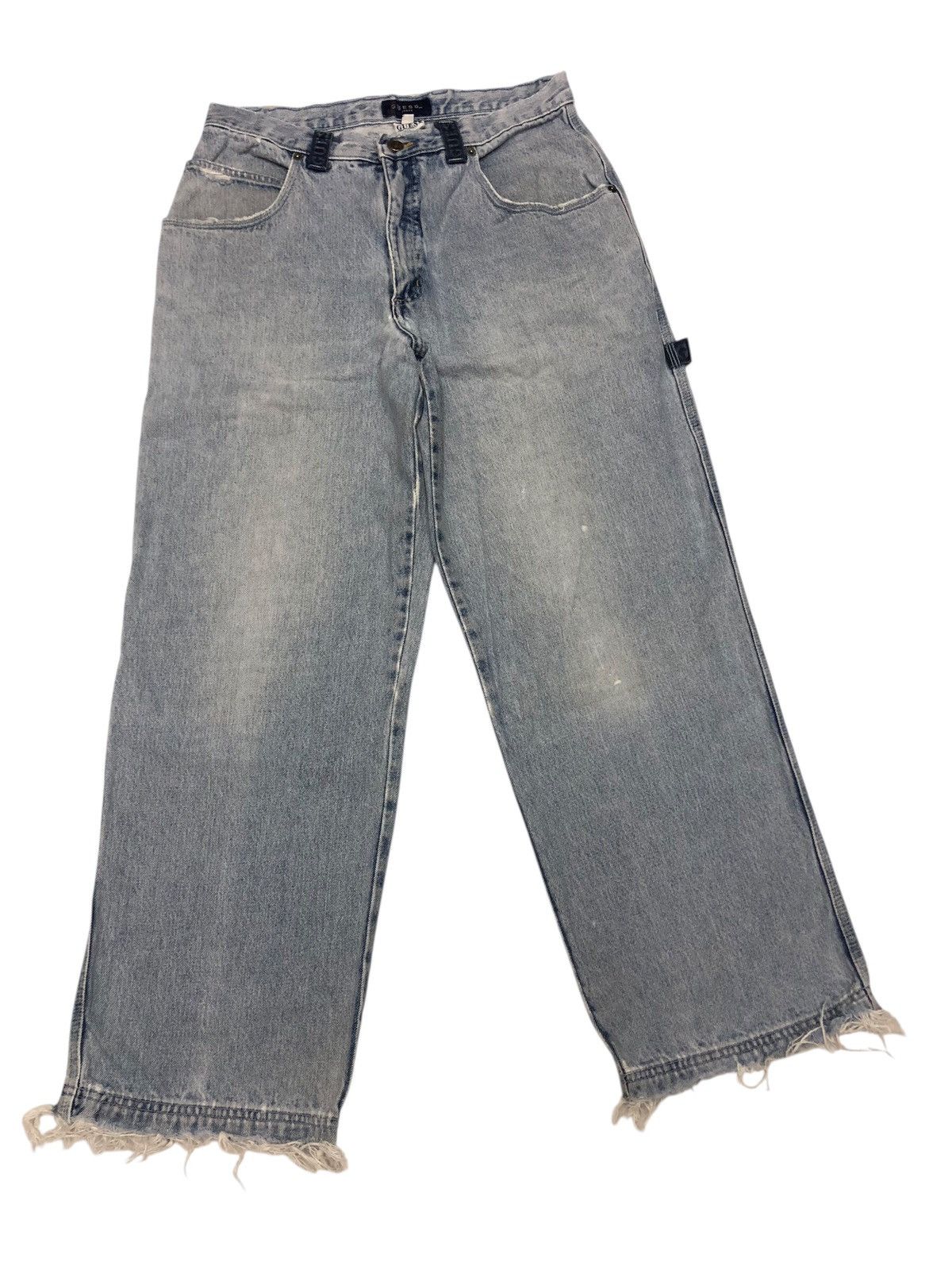 A$AP Rocky × Guess 🔥OG GUESS BLUE WASH USA BAGGY JEANS THRASHED DISTRESS DENIM Size US 32 / EU 48 - 4 Thumbnail
