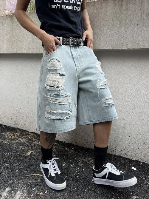 Japanese Brand × Vintage WASHED Y2K distressed denim jorts shorts Size US 34 / EU 50 - 3 Thumbnail