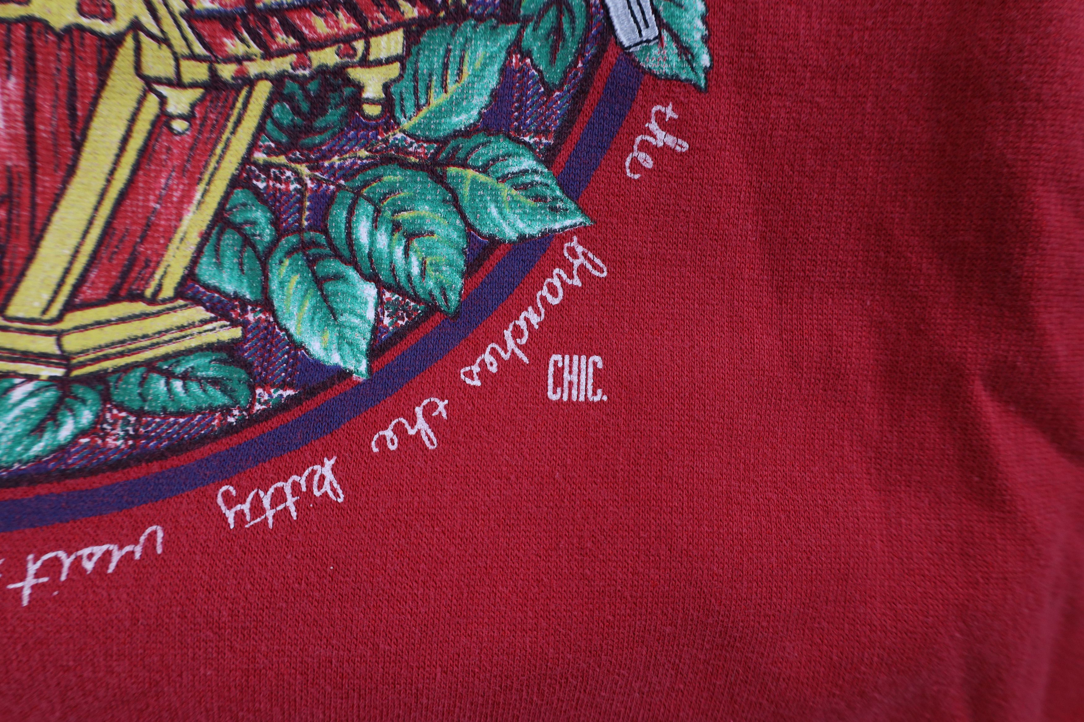 Vintage Vintage 90s Streetwear Kitten Bird Layered Sweatshirt Red Size 3XL / US 20-22 - 6 Thumbnail