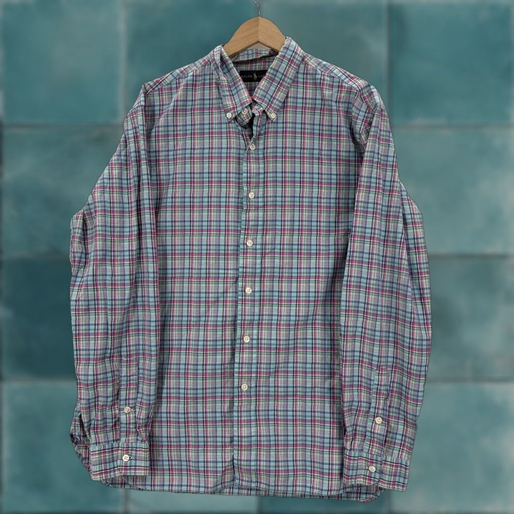 Ralph Lauren Ralph Lauren Shirt Mens XL Blue Madras Plaid Long Sleeve Button Up Classic Pony Size US XL / EU 56 / 4 - 1 Thumbnail