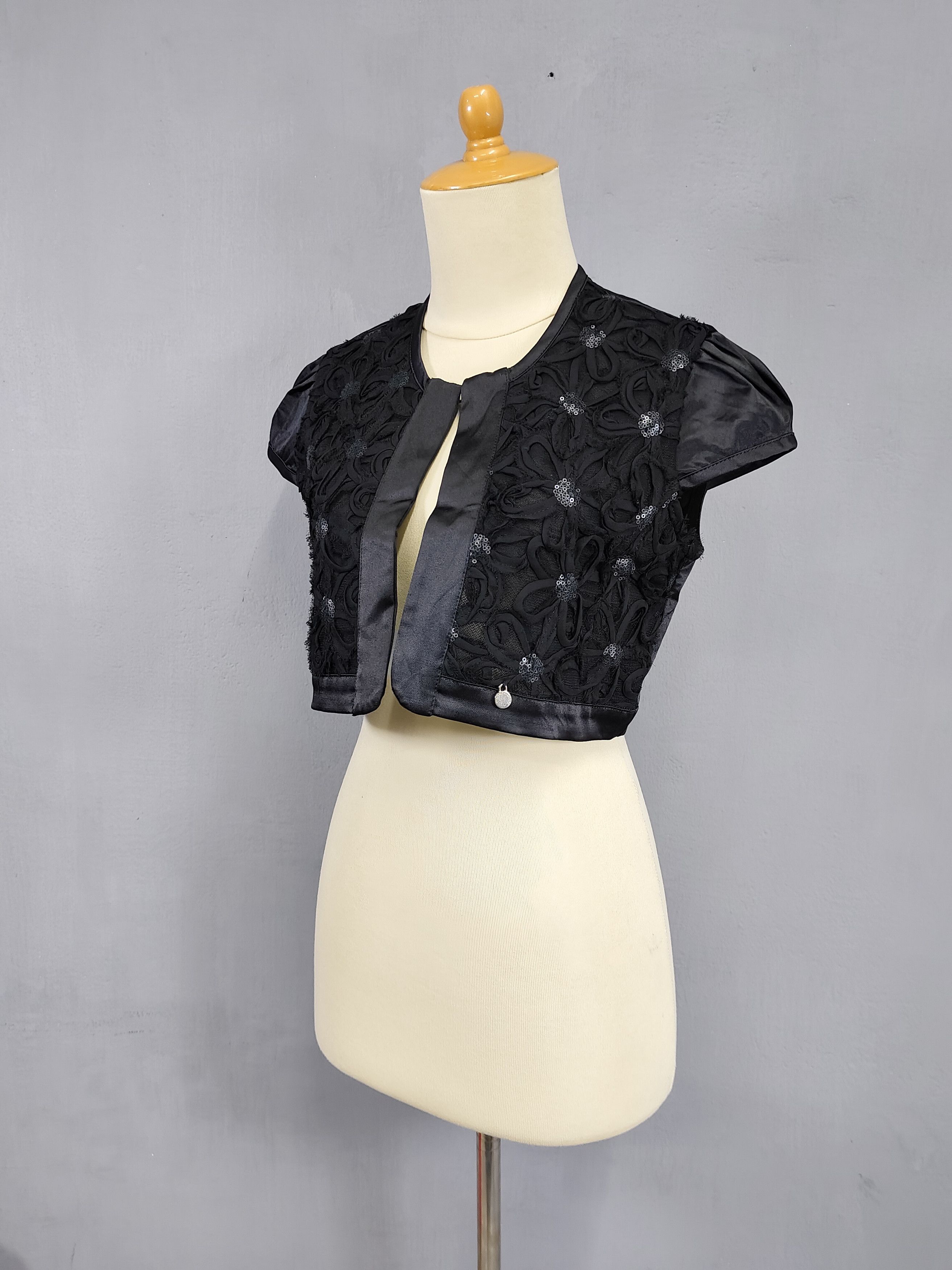Seditionaries Rinascimento- Glam Romantic Sequin Floral Lace Bolero Jacket Size S / US 4 / IT 40 - 4 Thumbnail