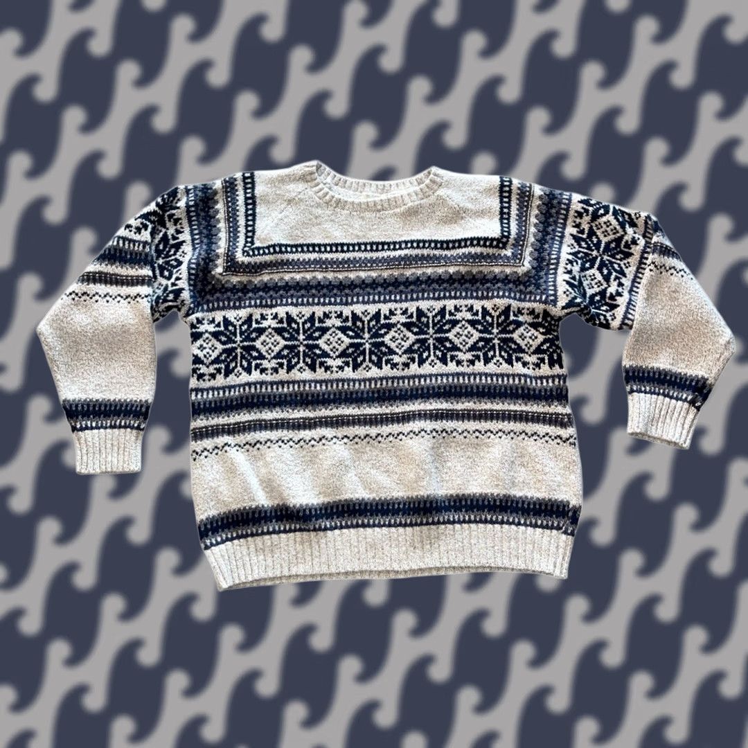 Vintage VINTAGE Fieldmaster Men's Sweater Crewneck 2XL Tan Blue Snowflakes Winter Ski Pattern Knit USA Regular Mens Size US XXL / EU 58 / 5 - 1 Thumbnail