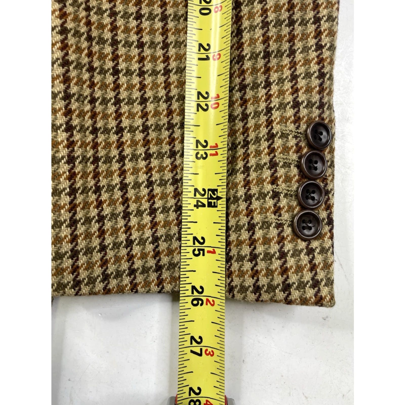 Banana Republic VINTAGE Banana Republic Mens Blazer Jacket Houndstooth Wool Blend 42R Notch Lapel Single-Breasted Twill Dry Clean Only Brown Regular Mens Size 42R - 6 Thumbnail