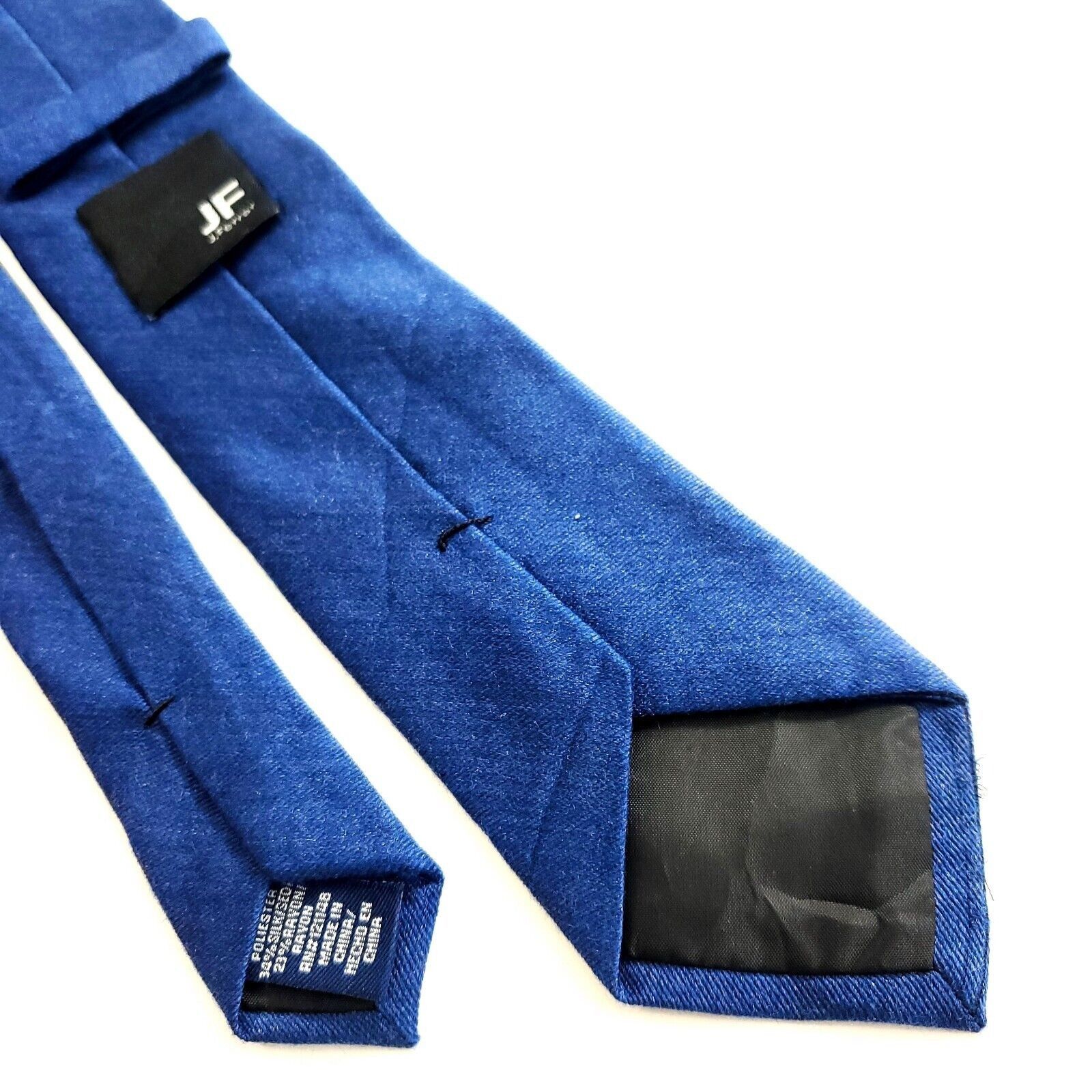 J Ferrar JF J. Jerrar Polyester Rayon Solid Blue Skinny Silk Tie Size ONE SIZE - 5 Thumbnail