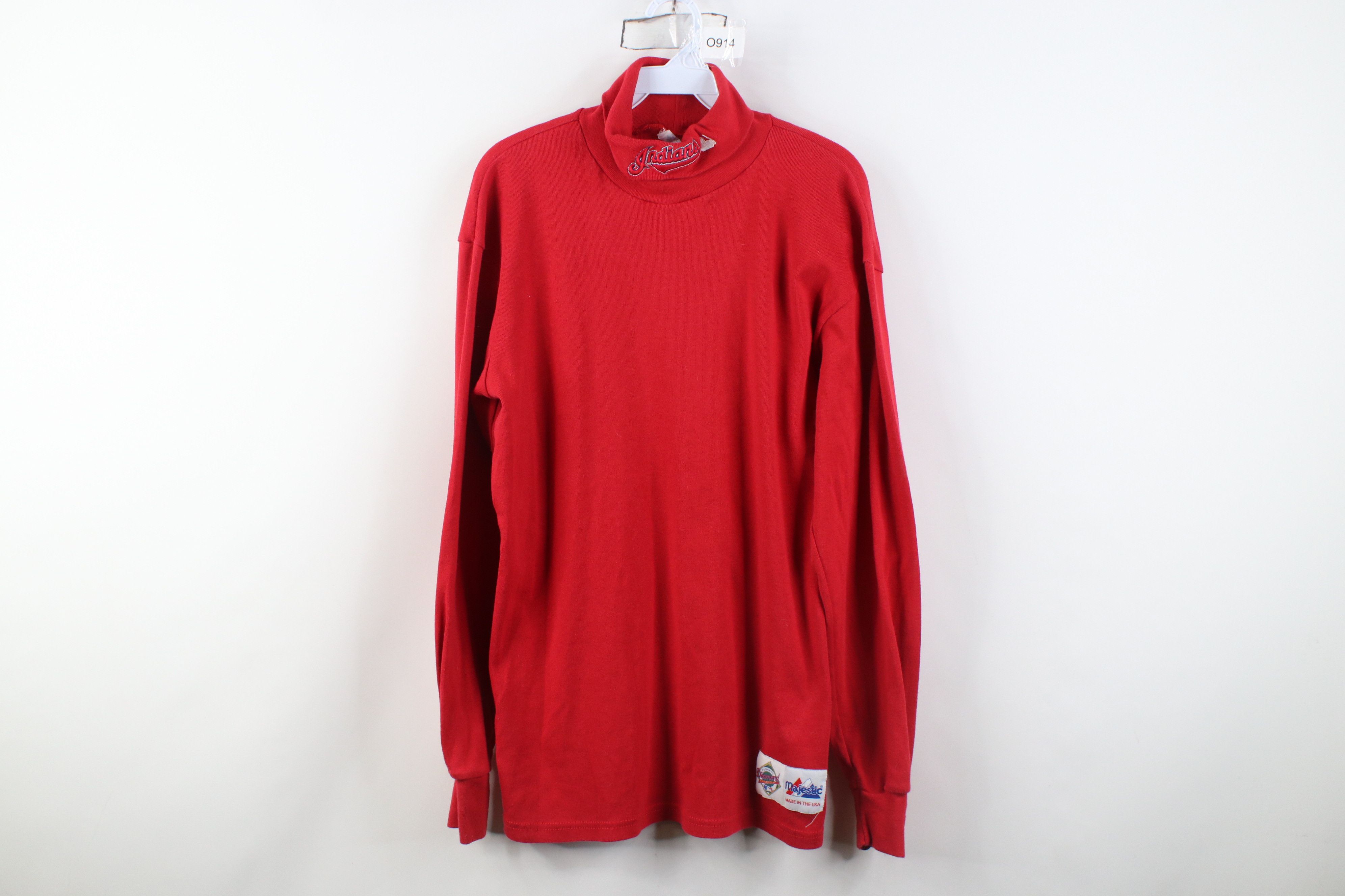 Majestic Vintage 90s Majestic Indians Ribbed Knit Turtleneck USA Size US XL / EU 56 / 4 - 1 Thumbnail
