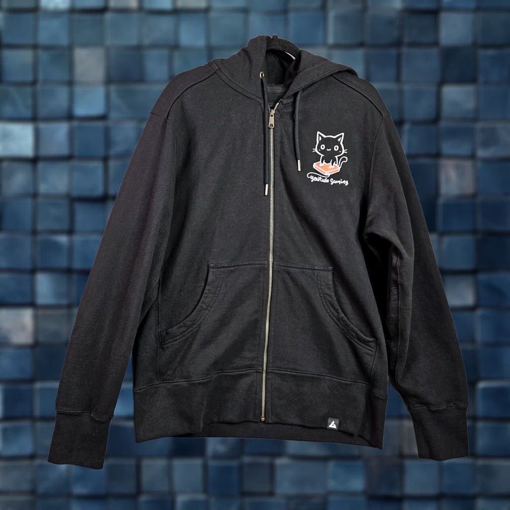 Vintage American Giant Zip Hoodie L Black Graphic Cat Jacket Heavyweight USA Made Size US L / EU 52-54 / 3 - 1 Thumbnail