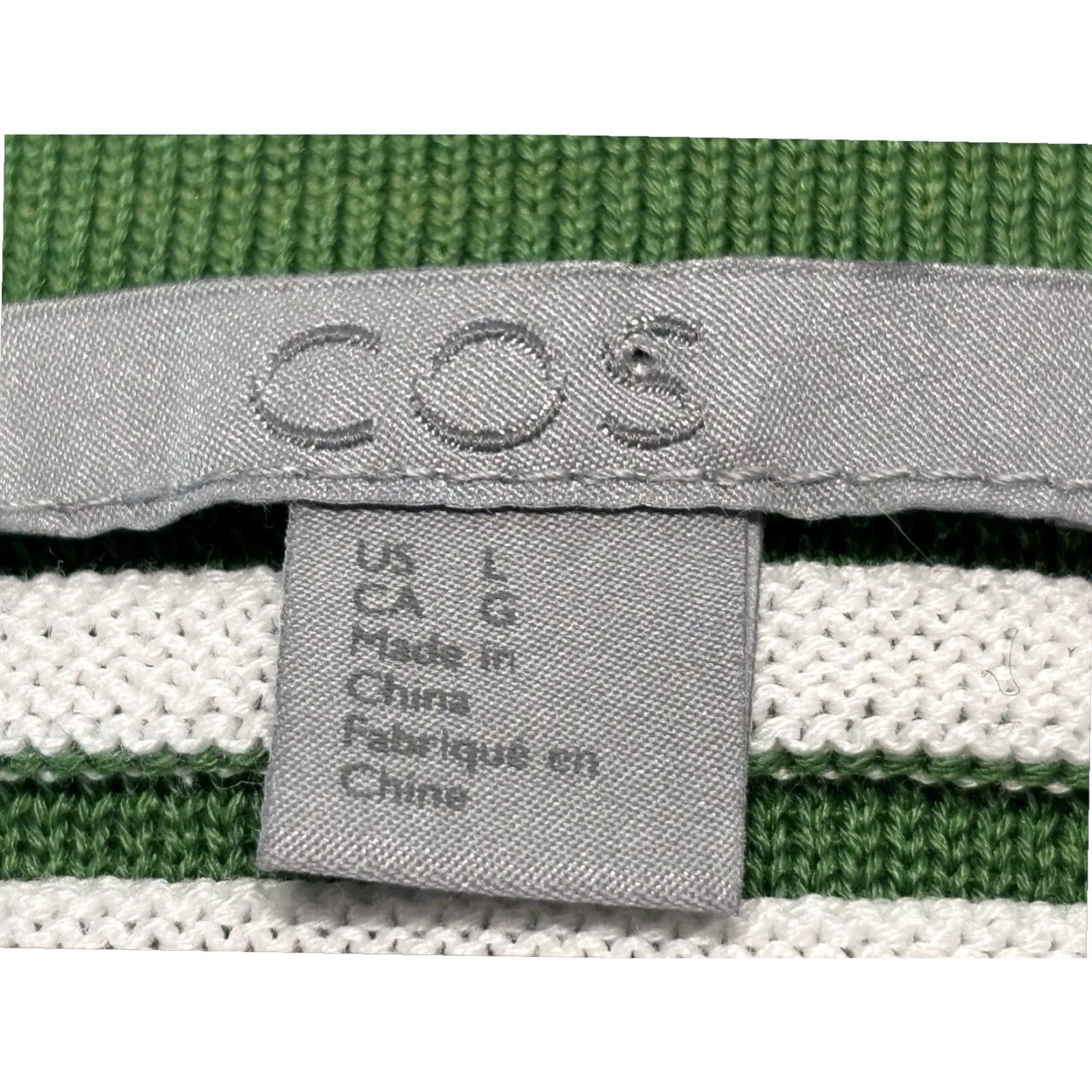 Cos COS Green White Striped Boxy Cotton Sweater Women's Large Pullover Size L / US 10 / IT 46 - 7 Thumbnail