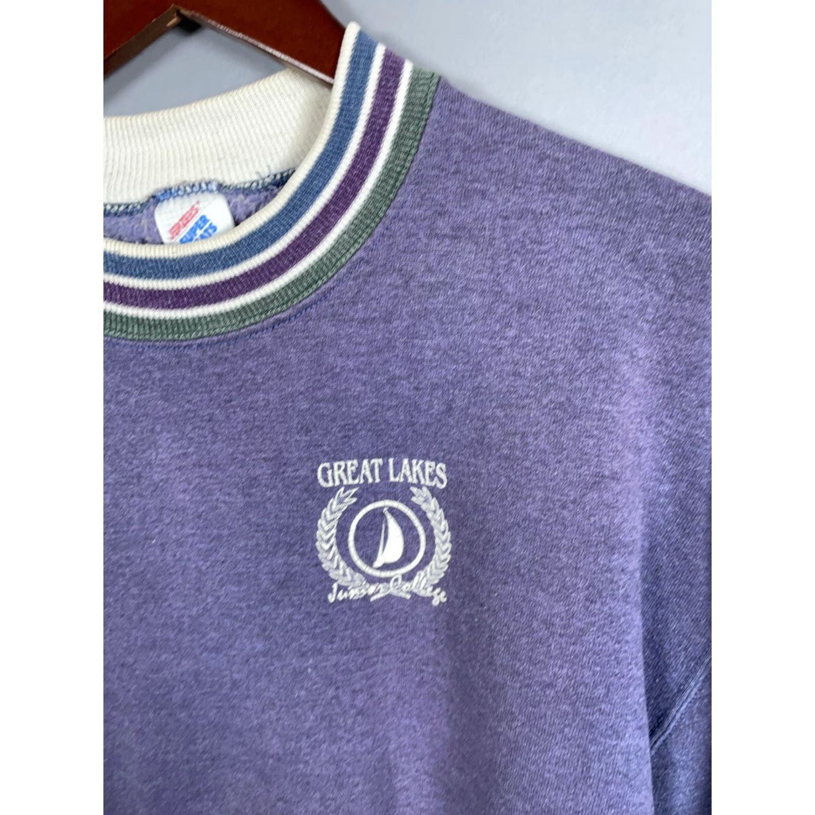 Jerzees VINTAGE Jerzees Sweatshirt Michigan 90s Great Lakes Junior College Adult Medium Blue Crew Neck Pullover Graphic Print University/College Retro Size US M / EU 48-50 / 2 - 3 Thumbnail