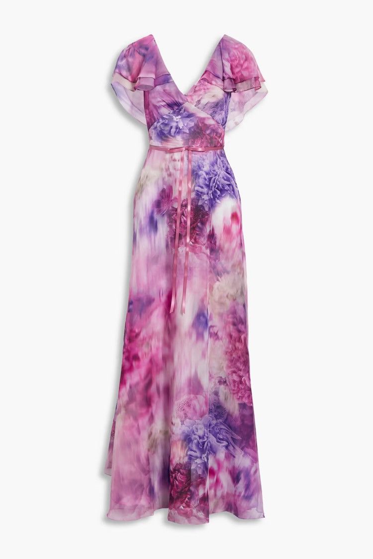 Marchesa MARCHESA NOTTE Ruffled bow-embellished Floral-print Gown Size M / US 6-8 / IT 42-44 - 1 Thumbnail