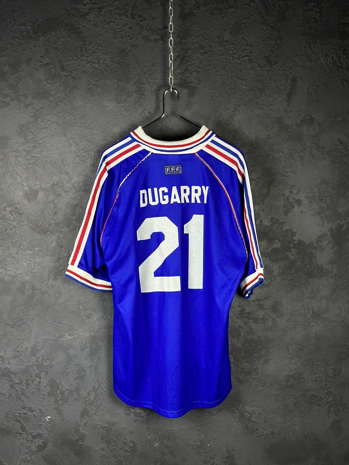 Adidas × Vintage Rare DUGARRY 21 France Football Shirt 1998/00 Size US XL / EU 56 / 4 - 2 Thumbnail