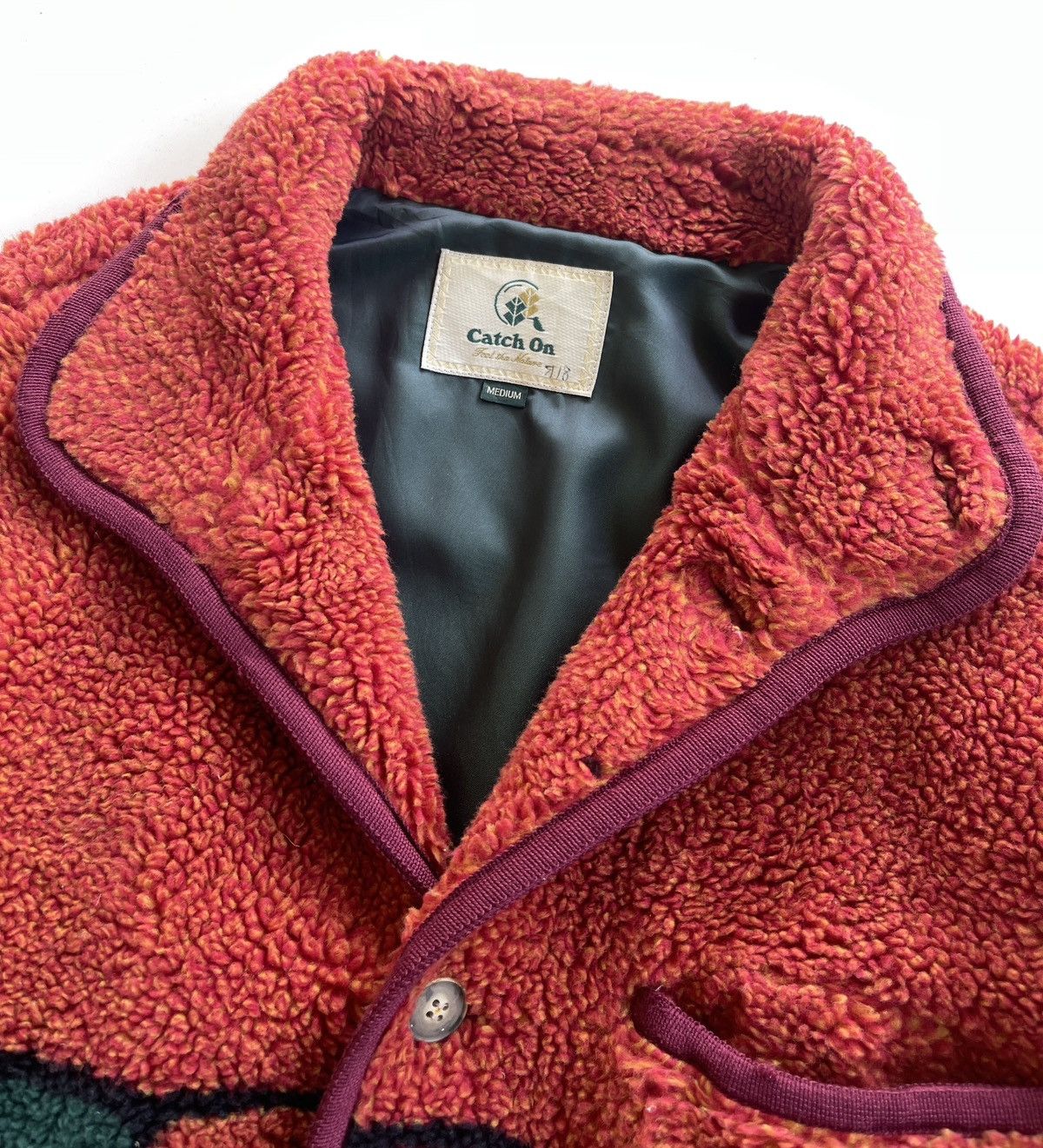 Japanese Brand Vintage 90s Catch On Printed Teddy Fleece Size US M / EU 48-50 / 2 - 8 Thumbnail