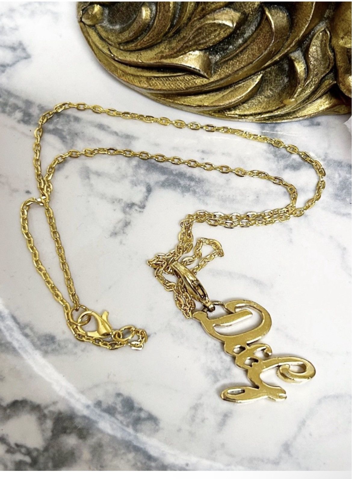 Dolce & Gabbana Authentic Dolce & Gabbana RARE Gold Cursive Logo DG Necklace Size ONE SIZE - 6 Thumbnail