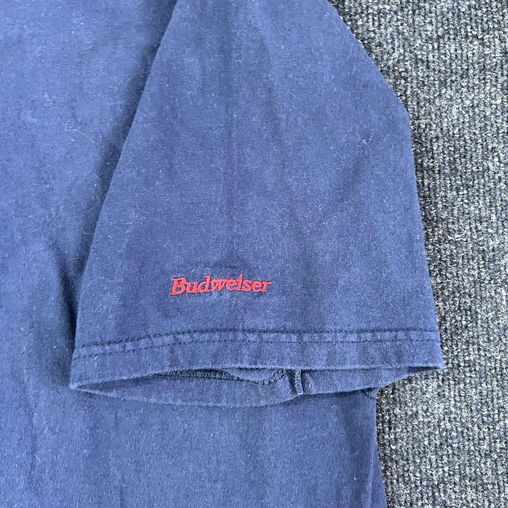 Hanes VINTAGE Budweiser Shirt Mens XL Navy Blue Hanes Beefy T Short Sleeve Beer Logo Graphic Size US XL / EU 56 / 4 - 2 Thumbnail