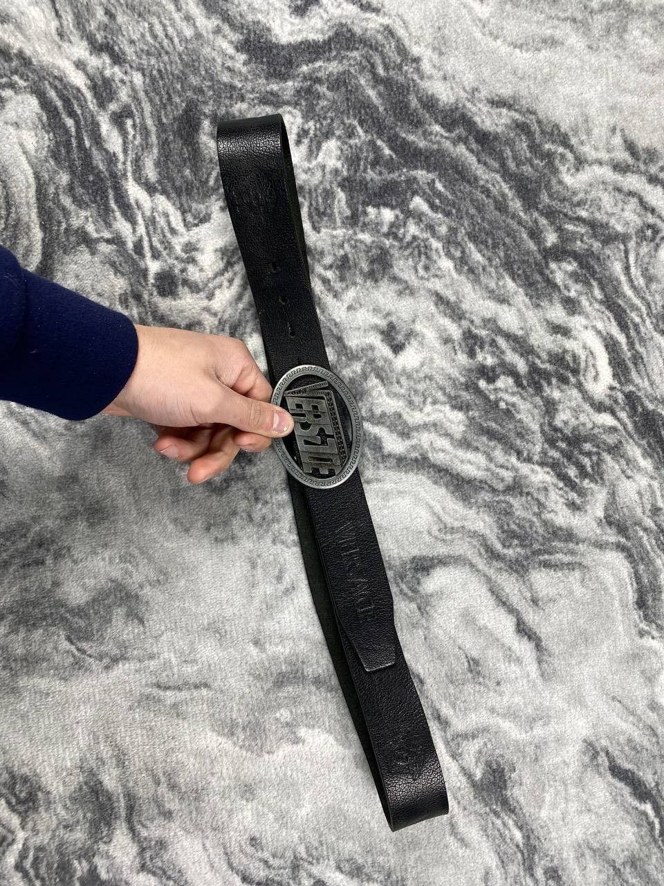 Versace Versace Big Logo Leather Belt Men Black Size ONE SIZE - 2 Thumbnail