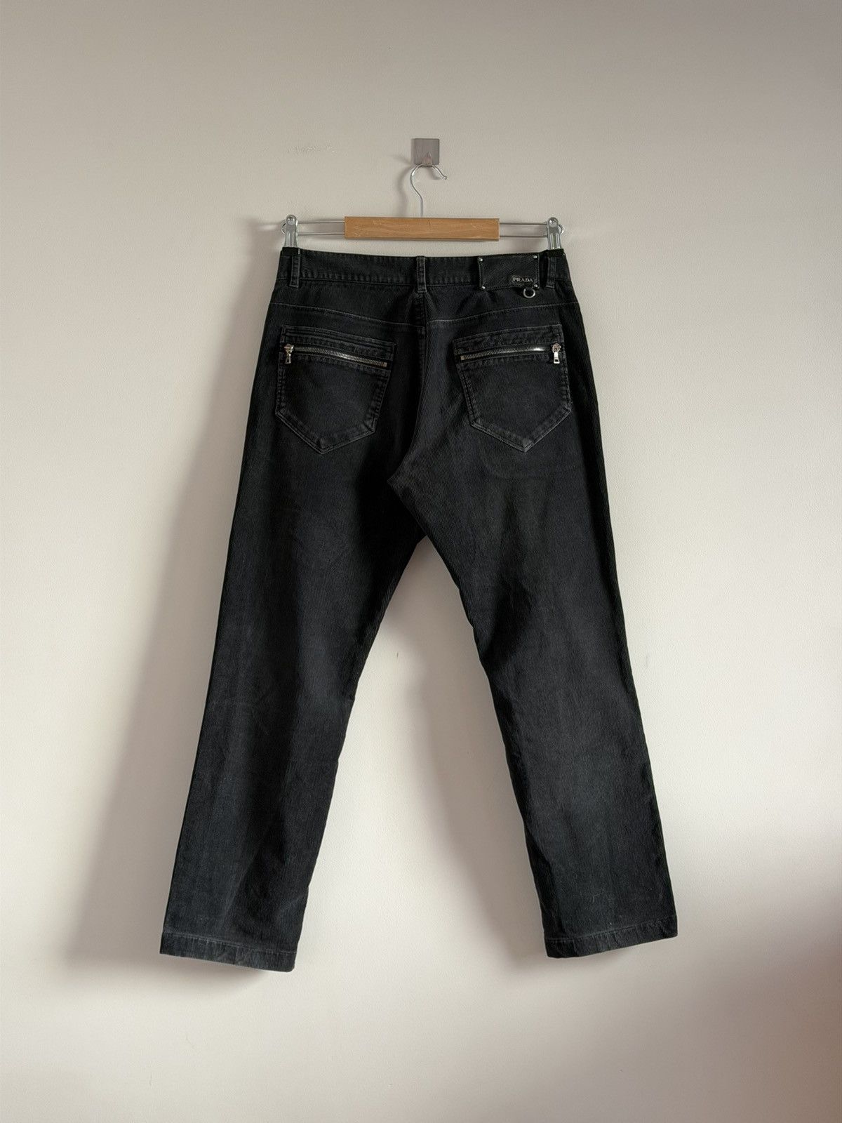 Prada Prada Black Corduroy Pants Zip Pocket Archive Size US 32 / EU 48 - 1 Thumbnail