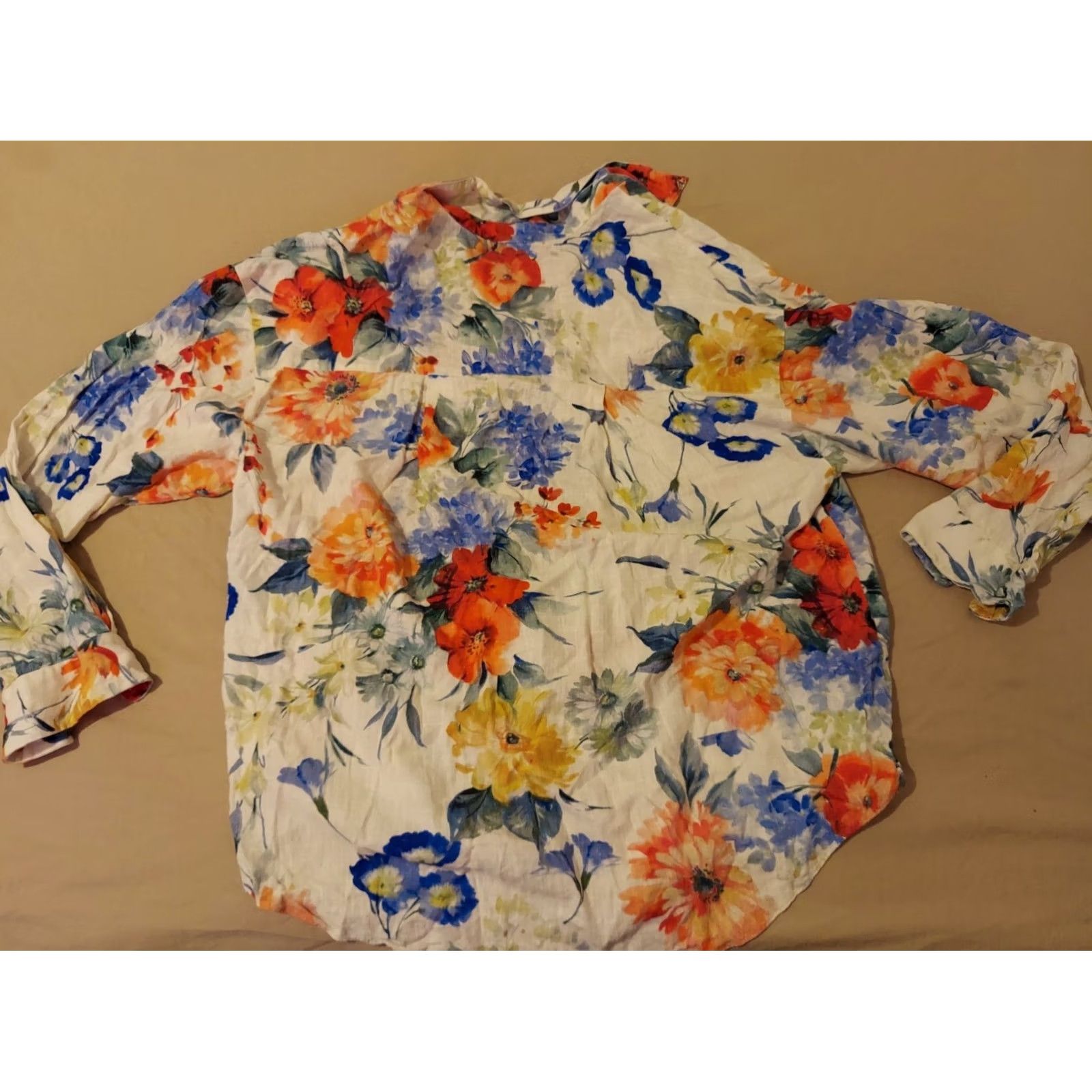 Express Womens Express Linen Dress Shirt L Large White Button Blouse Size L / US 10 / IT 46 - 6 Thumbnail