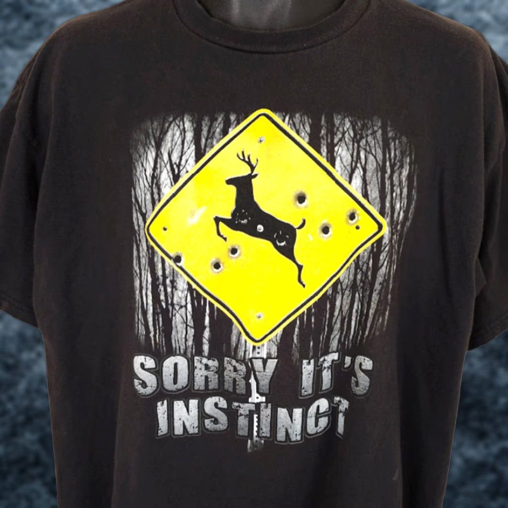 Delta Delta Deer Hunting T Shirt Mens XL Black Sorry Its Instinct Funny Humor Joke Mens XL Black Delta Deer Hunting T Shirt Funny Joke Size US XL / EU 56 / 4 - 1 Thumbnail
