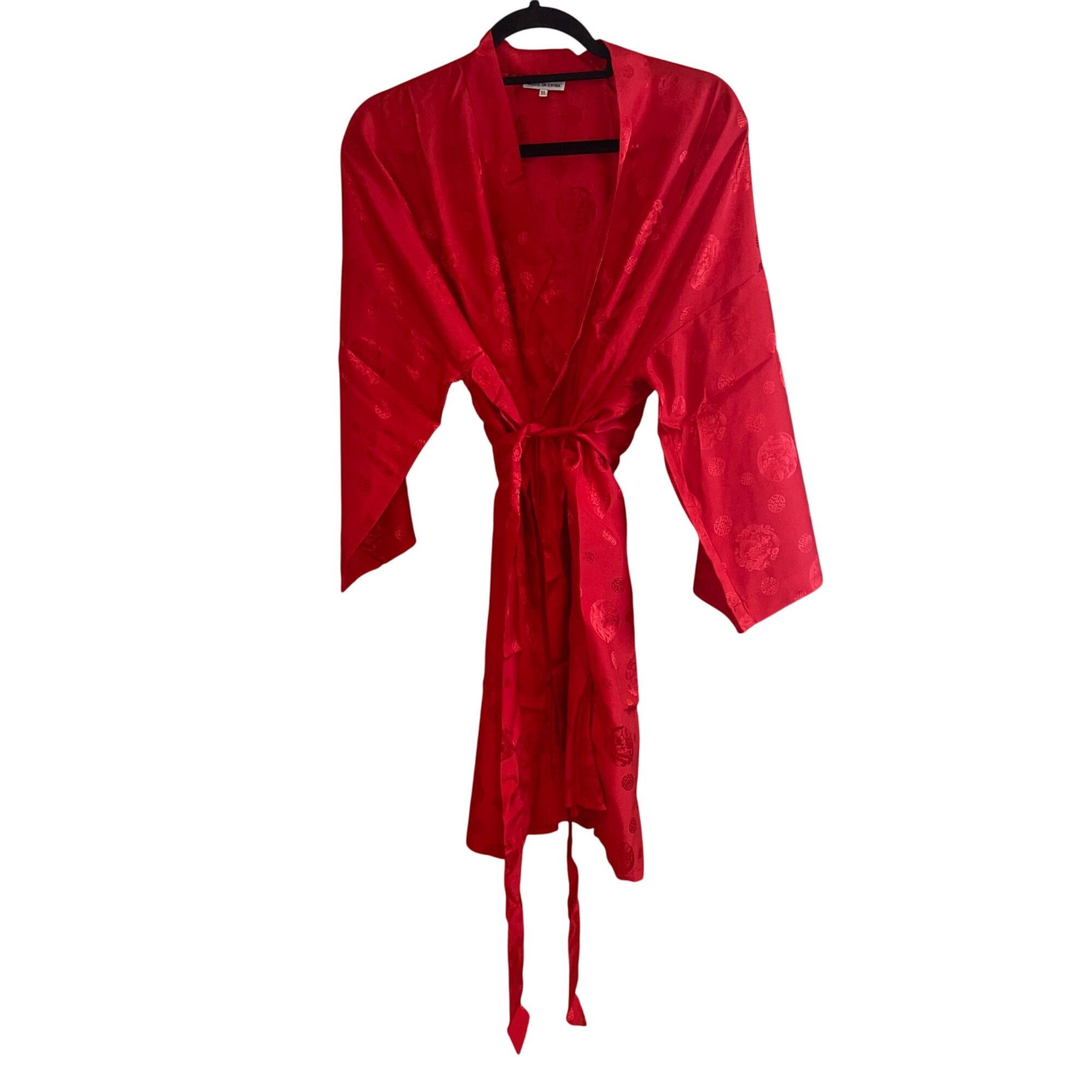 Vintage Vintage Womens Robe Size XL Red Belt V Neck Wrap Size ONE SIZE - 9 Thumbnail