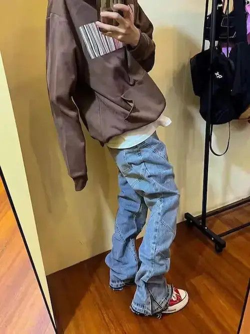 Jean Vintage Distressed Micro Flare Zip Jeans Size US 32 / EU 48 - 4 Thumbnail