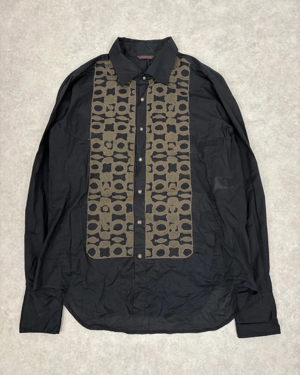 Roberto Cavalli 2000s Roberto Cavalli Black Mafia Khaki Shirt Size US M / EU 48-50 / 2 - 1 Thumbnail