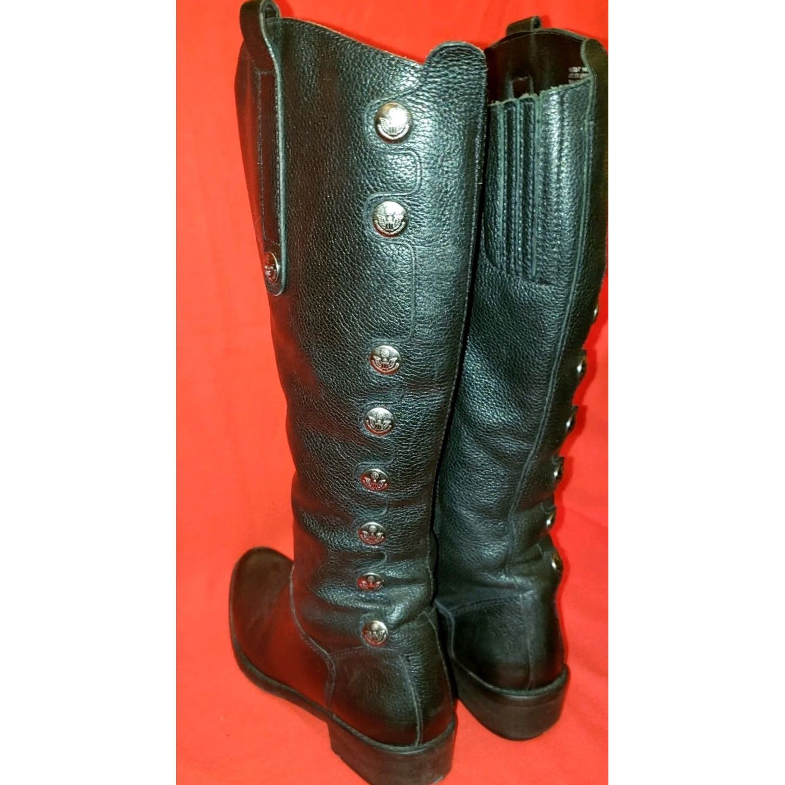 Matisse Matisse Sargent Riding Boots Black Real Leather 6.5M 9 Buttons Military Look Women Size US 5 / IT 35 - 7 Thumbnail
