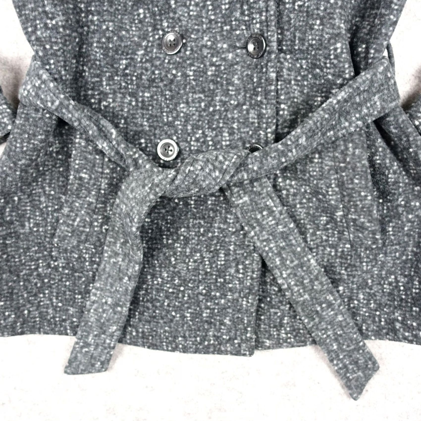 Ike Behar IKE BEHAR Coat Womens L Gray Pea Coat Mid-Length Belted Double Breasted Lined Winter Size L / US 10 / IT 46 - 4 Thumbnail