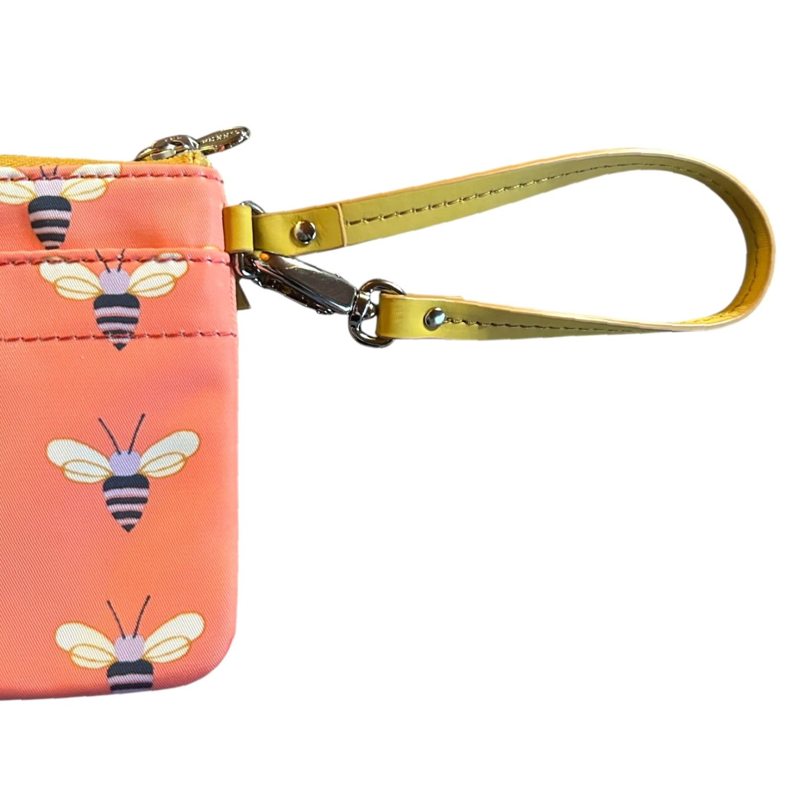 Fossil Fossil Wristlet Pink Purple Bumble Bees Print Zip Card Wallet Brown Strap Women Wristlet Size ONE SIZE - 5 Thumbnail