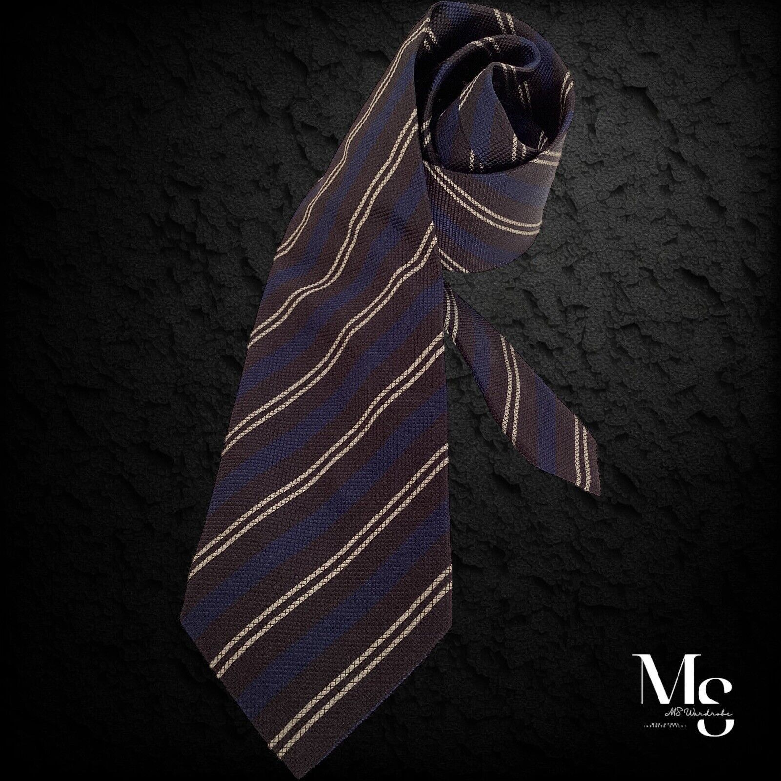 Fendi FENDI FF Current Brown Striped Silk Tie Made In Italy W:3.75 Size ONE SIZE - 1 Thumbnail